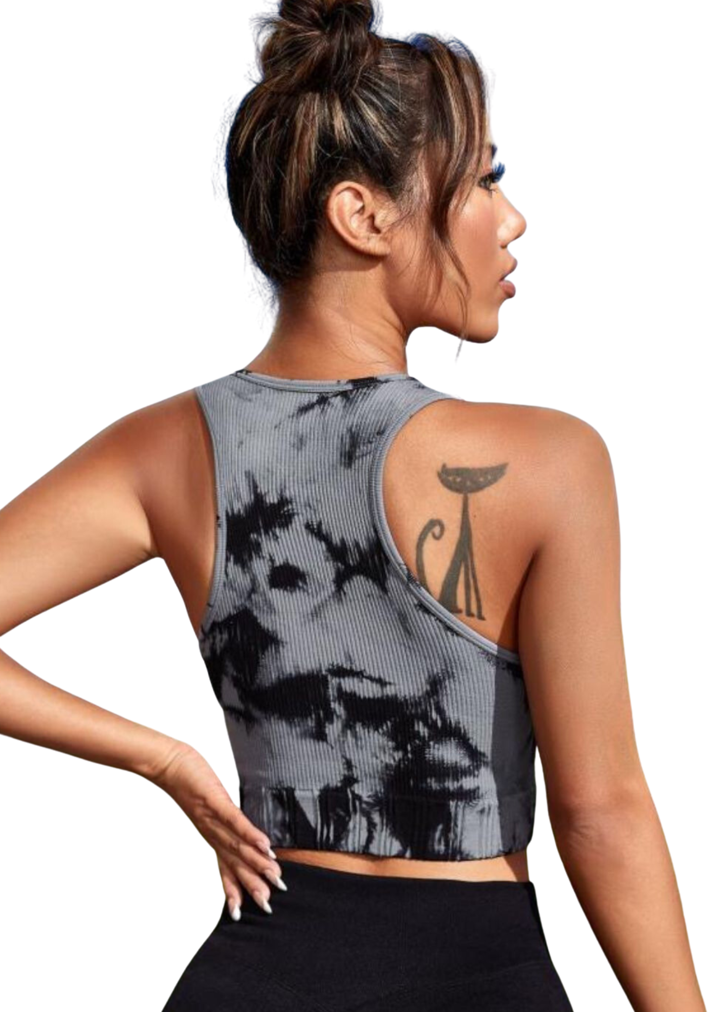 TrainTech Tie-Dye Cropped Round Neck Tank Top - FleekGoddess