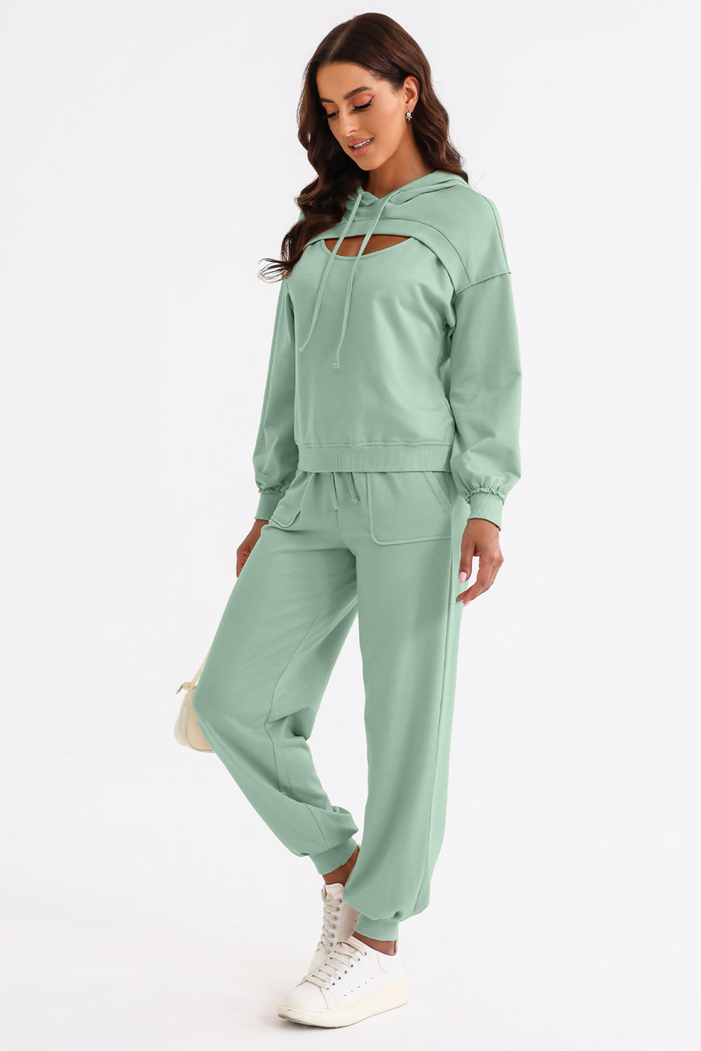 TrainTech Cutout Drawstring Hoodie and Joggers Active Set - FleekGoddess