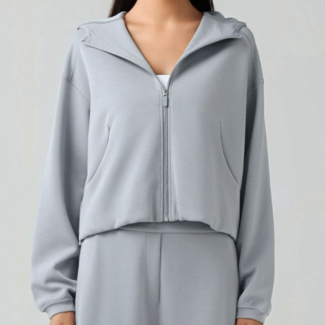 TrainTech Zip Up Dropped Shoulder Active Hooded