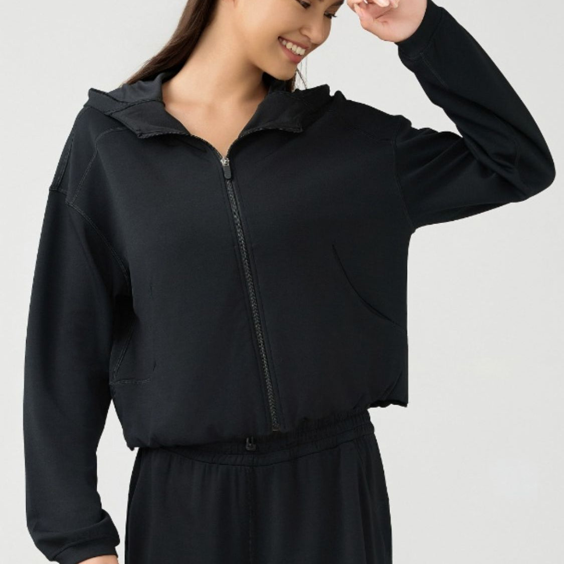 TrainTech Zip Up Dropped Shoulder Active Hooded