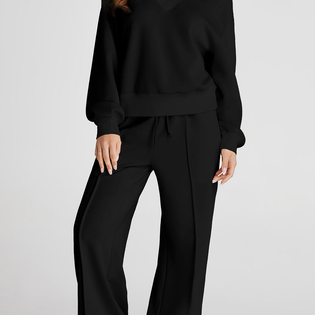 FleeceFlex V-Neck Long Sleeve Top and Pants Active Set