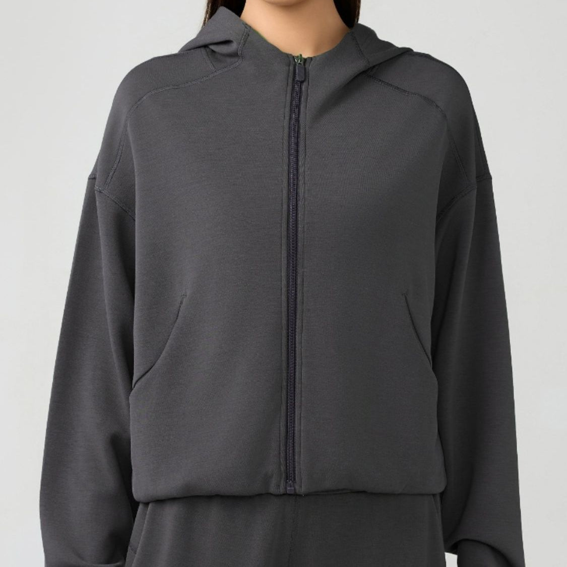 TrainTech Zip Up Dropped Shoulder Active Hooded