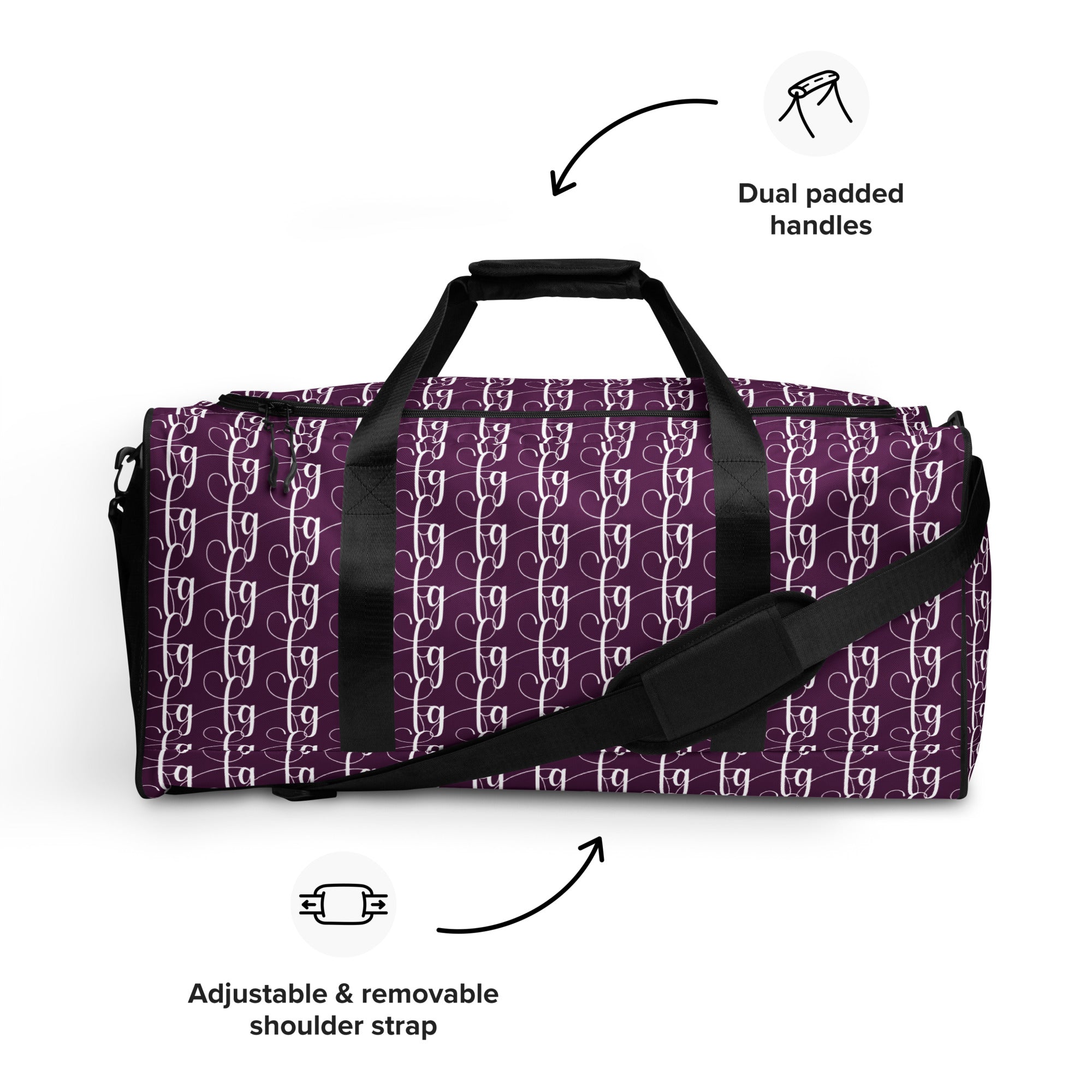 Tyrian Purple / White FG Blocked Duffle Bag - FleekGoddess