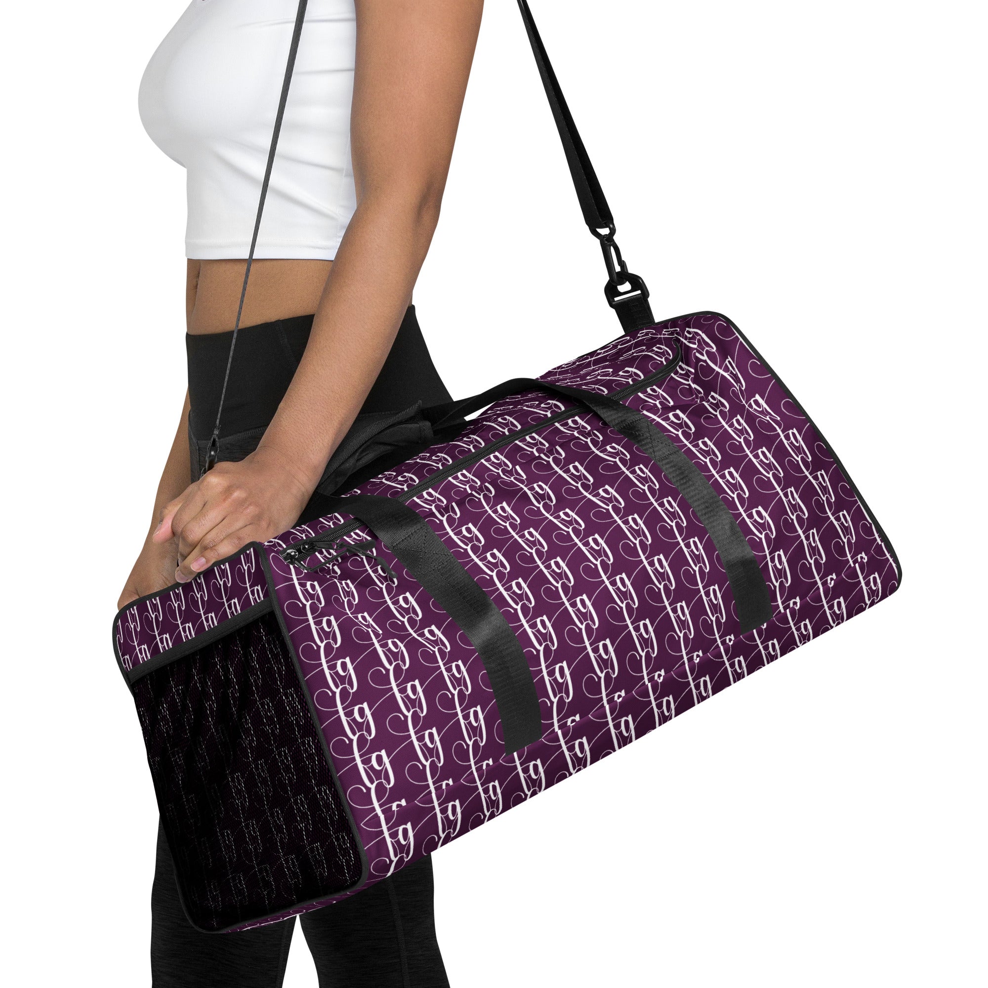 Tyrian Purple / White FG Blocked Duffle Bag - FleekGoddess