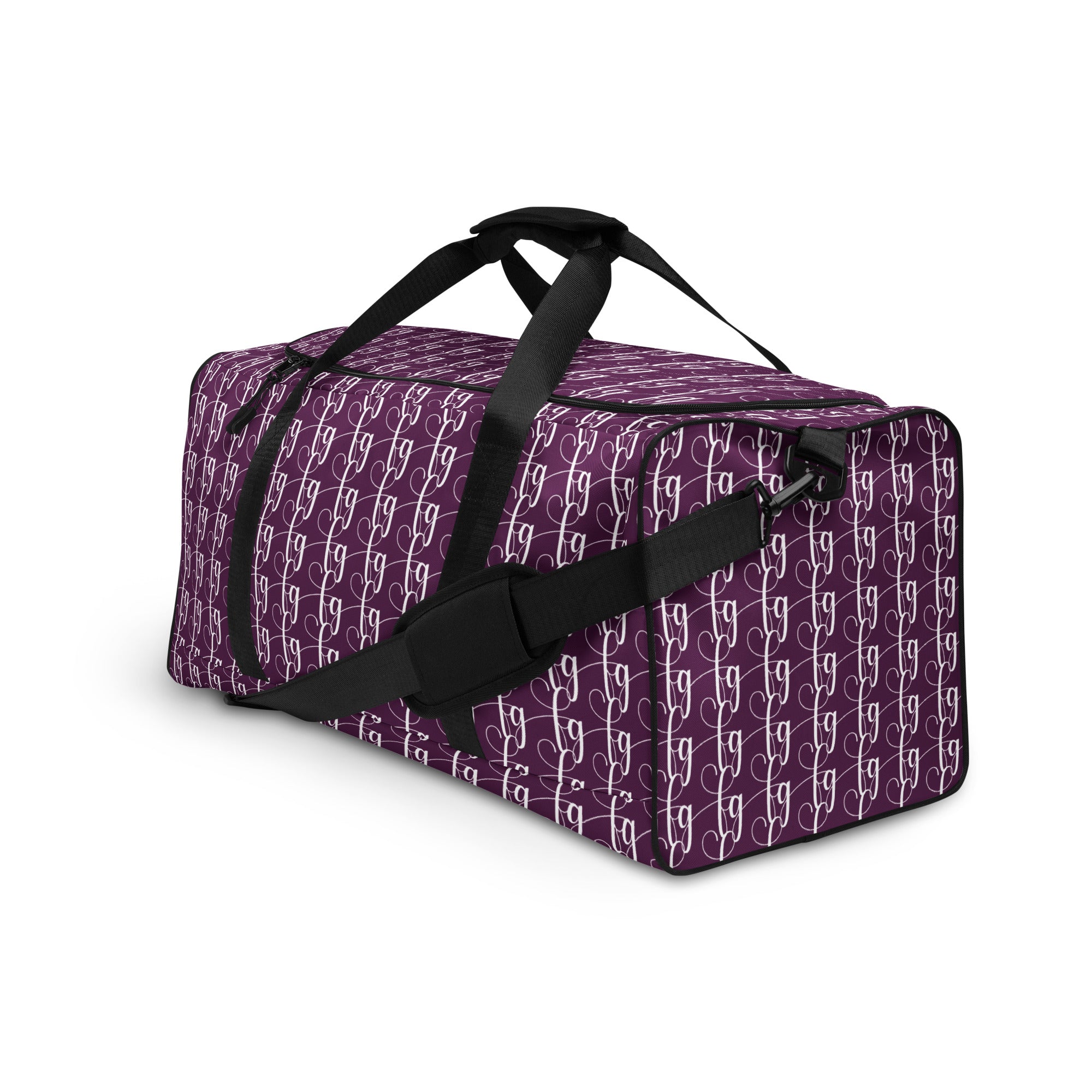 Tyrian Purple / White FG Blocked Duffle Bag - FleekGoddess