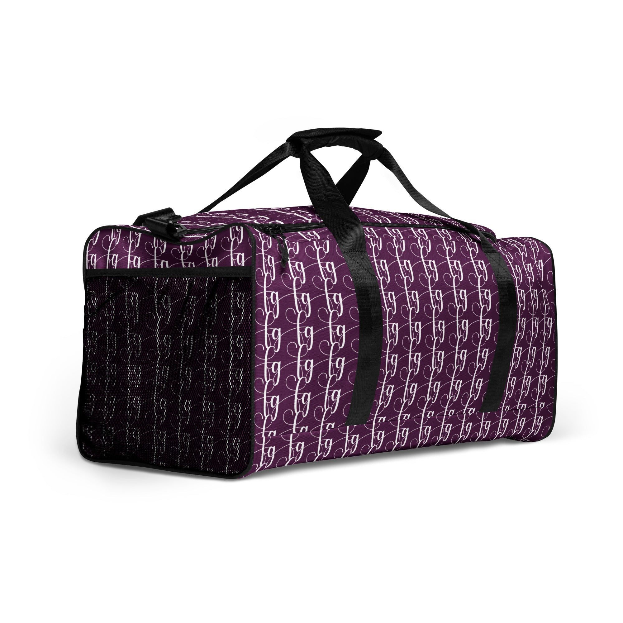 Tyrian Purple / White FG Blocked Duffle Bag - FleekGoddess