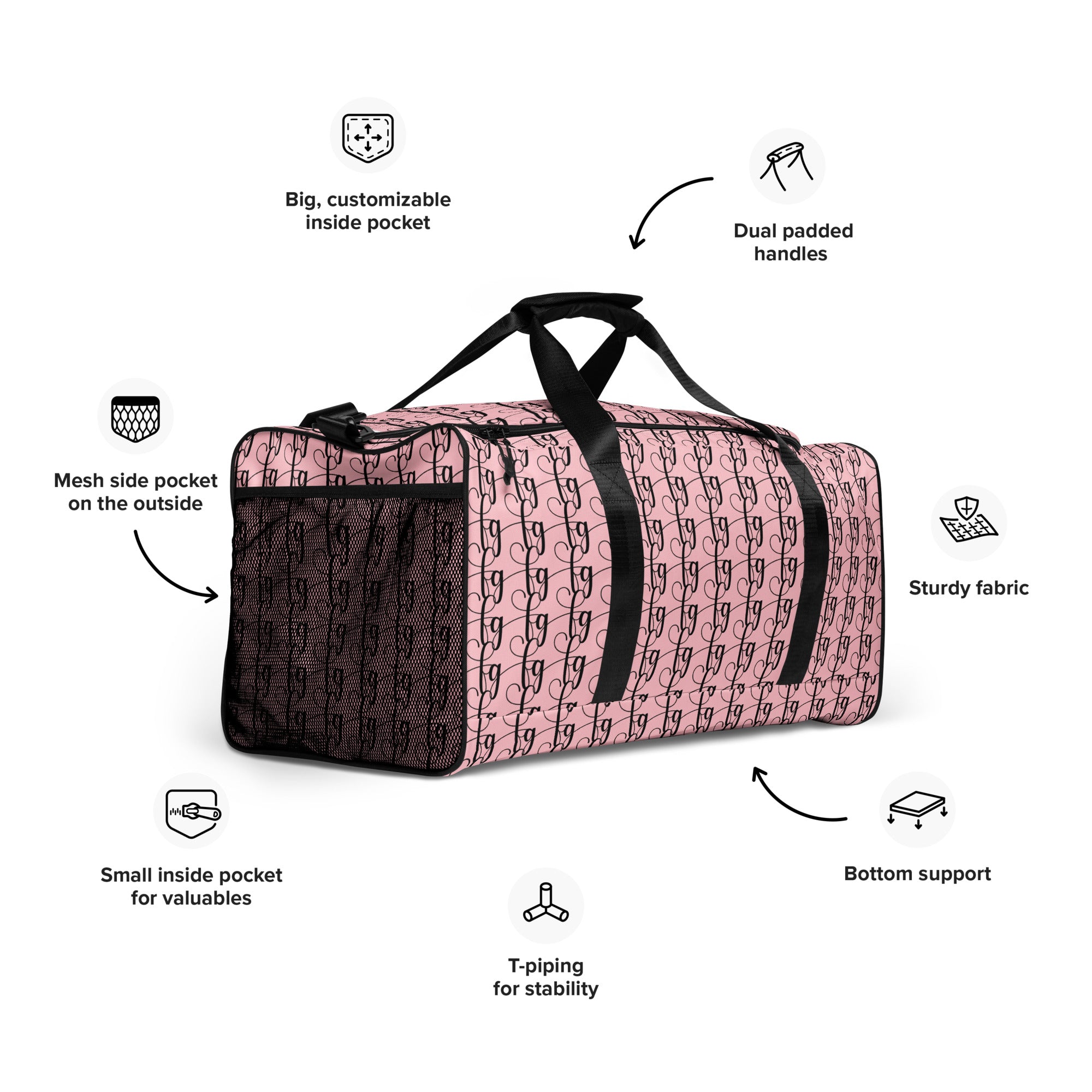 Pink / Black FG Blocked Duffle Bag - FleekGoddess