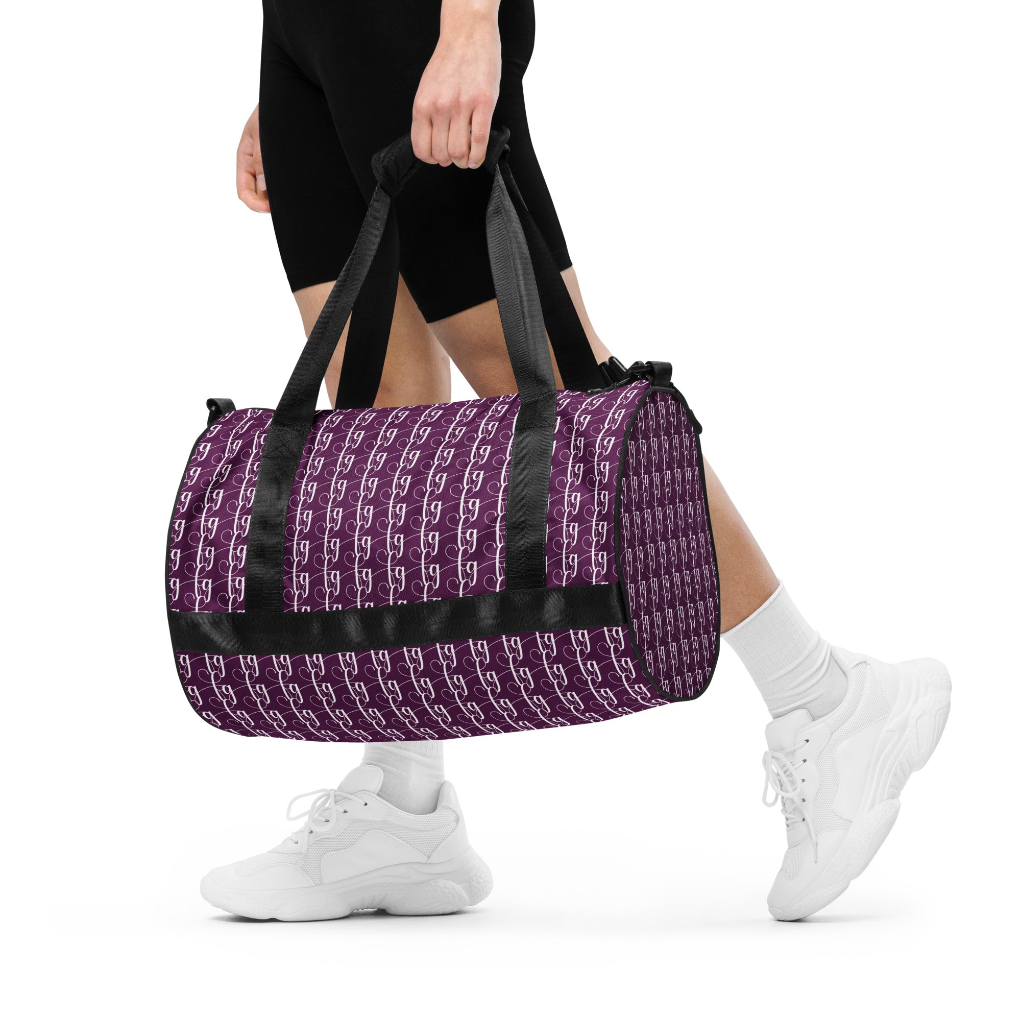 Tyrian Purple / White FG Blocked Gym Bag - FleekGoddess