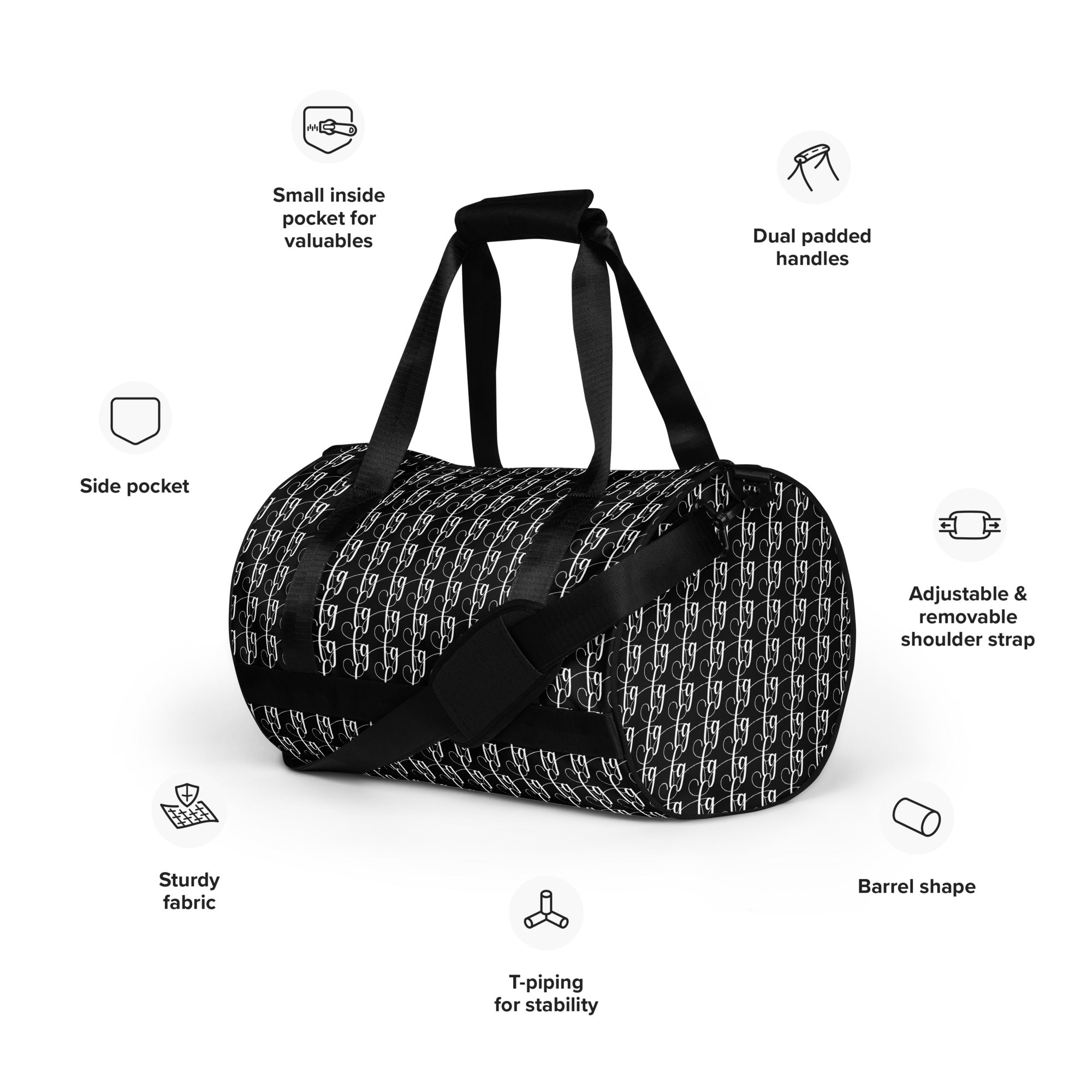 Black / White FG Blocked Gym Bag - FleekGoddess