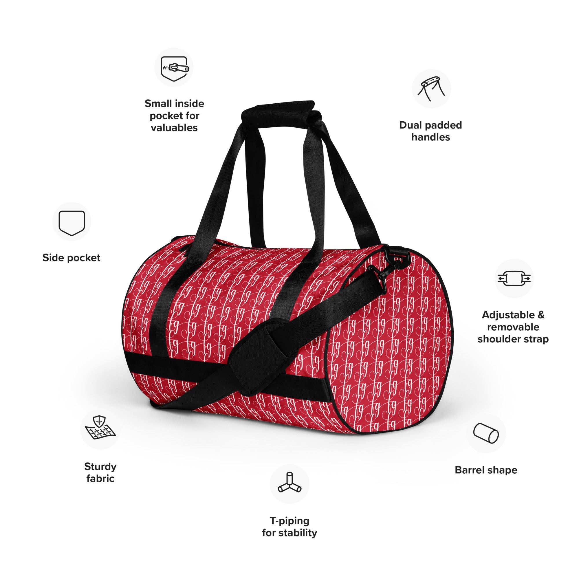 Red / White FG Blocked Gym Bag - FleekGoddess