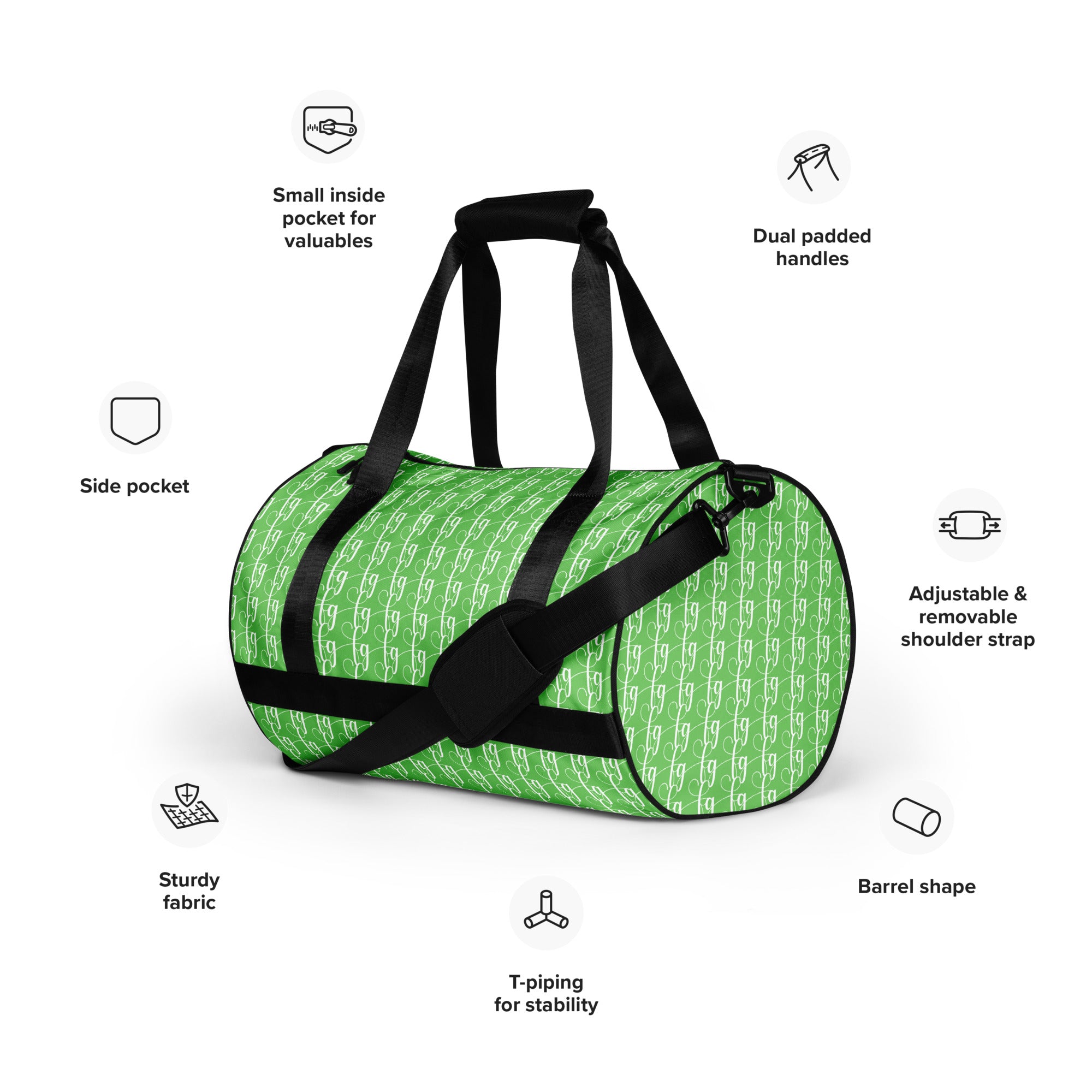 Mantis Green / White FG Blocked Gym Bag - FleekGoddess