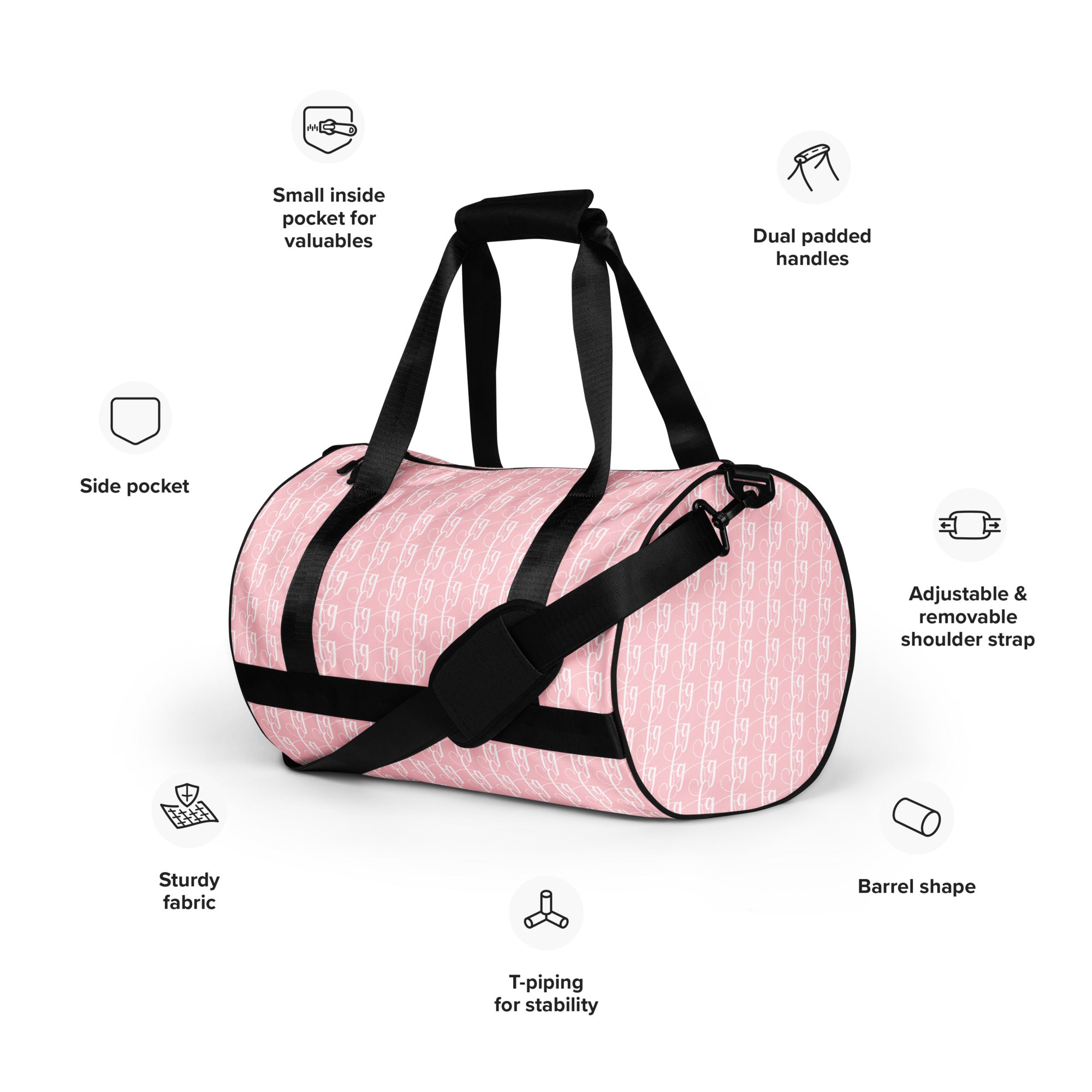 Pink / White FG Blocked Gym Bag - FleekGoddess