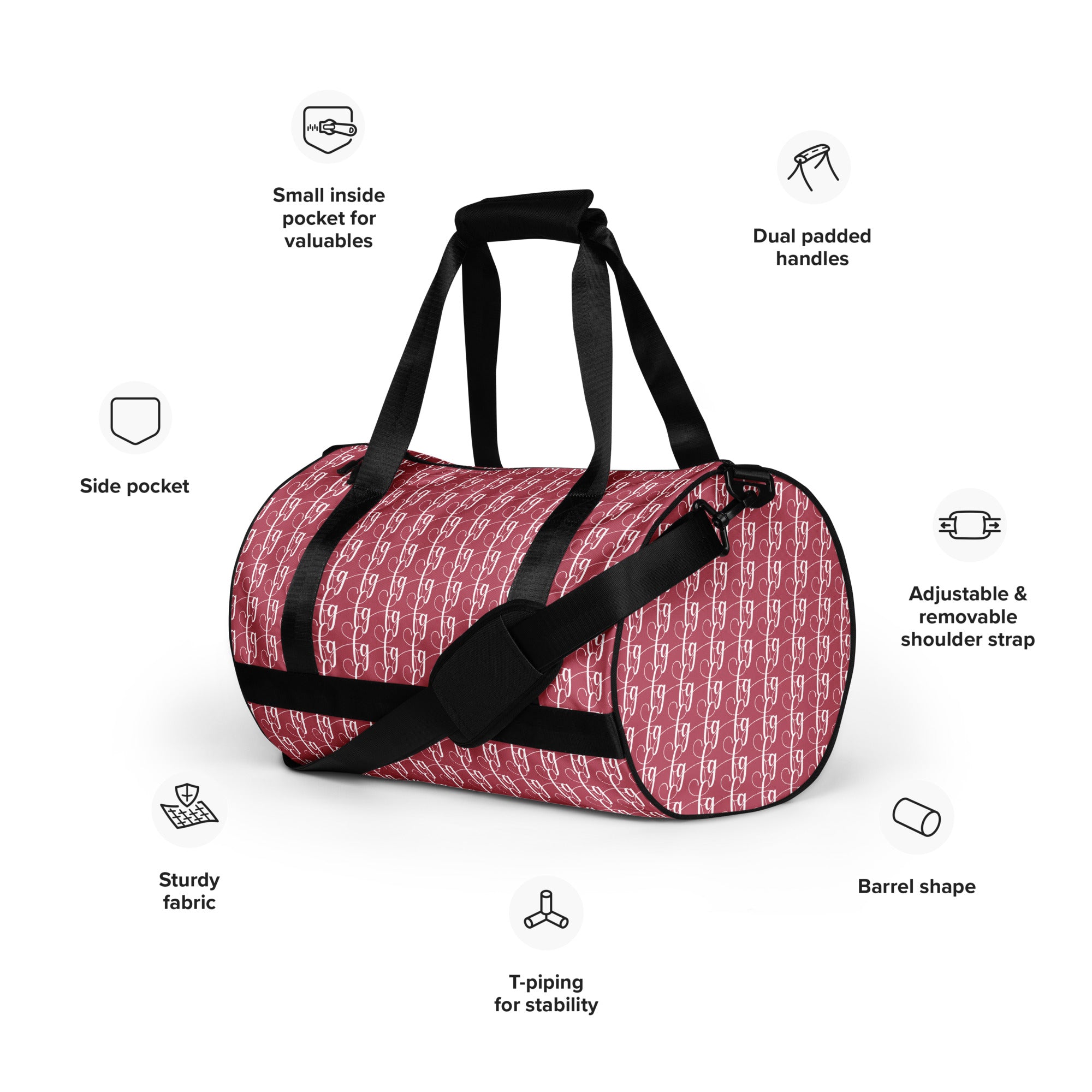 Hippie Pink / White FG Blocked Gym Bag - FleekGoddess