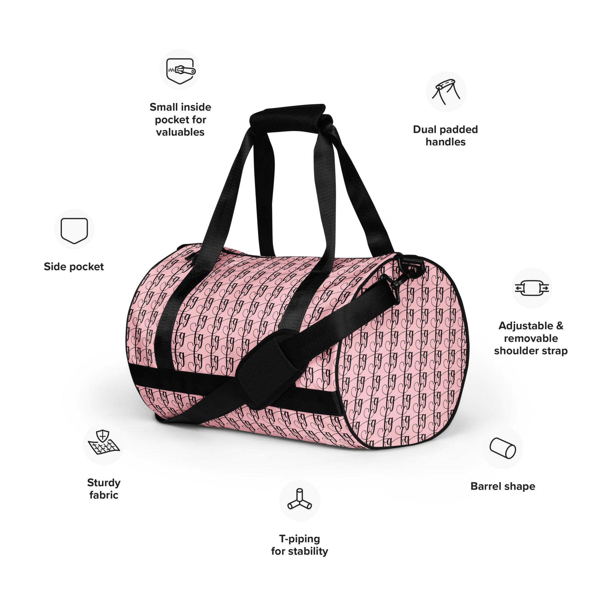 Pink / Black FG Blocked Gym Bag - FleekGoddess