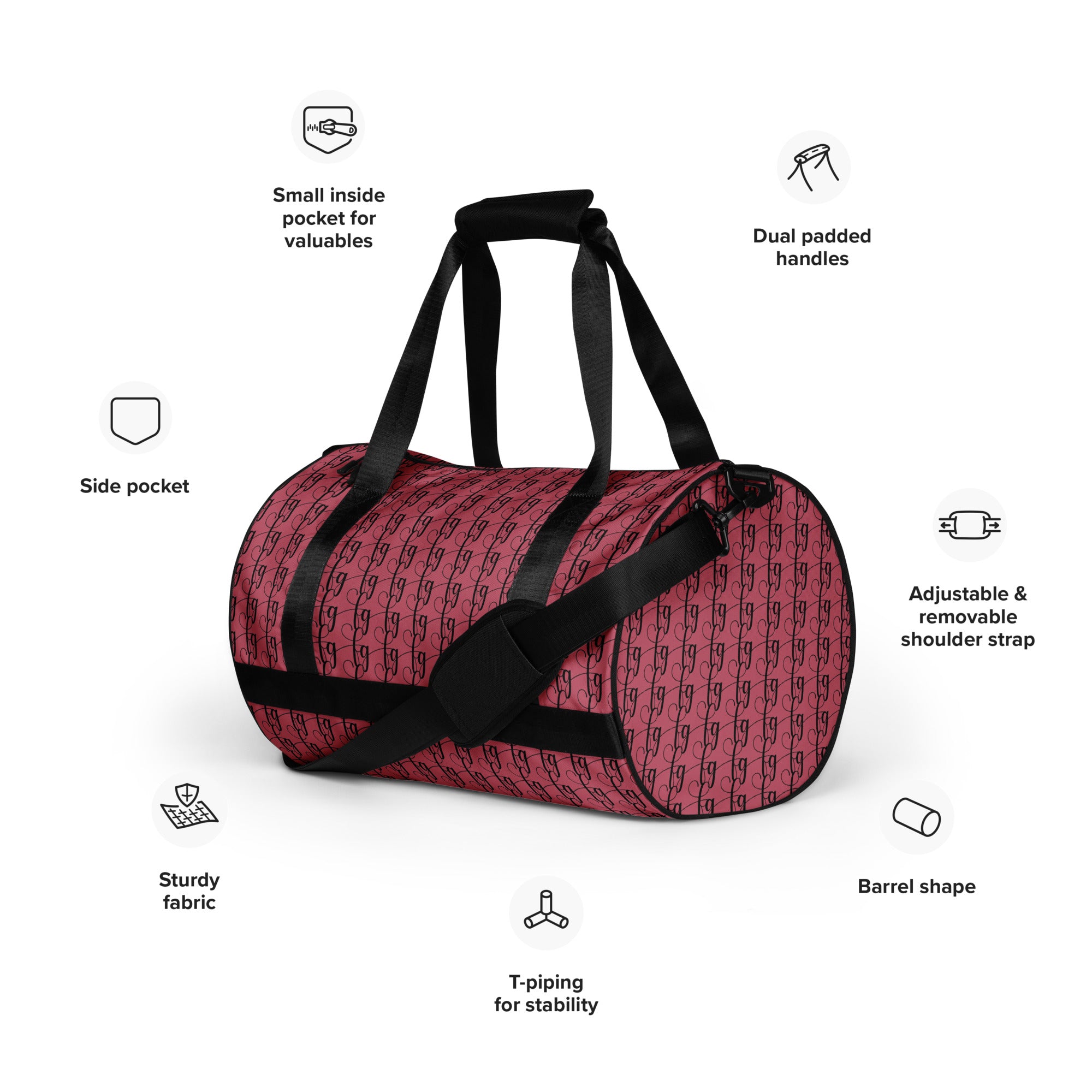 Hippie Pink / Black FG Blocked Gym Bag - FleekGoddess