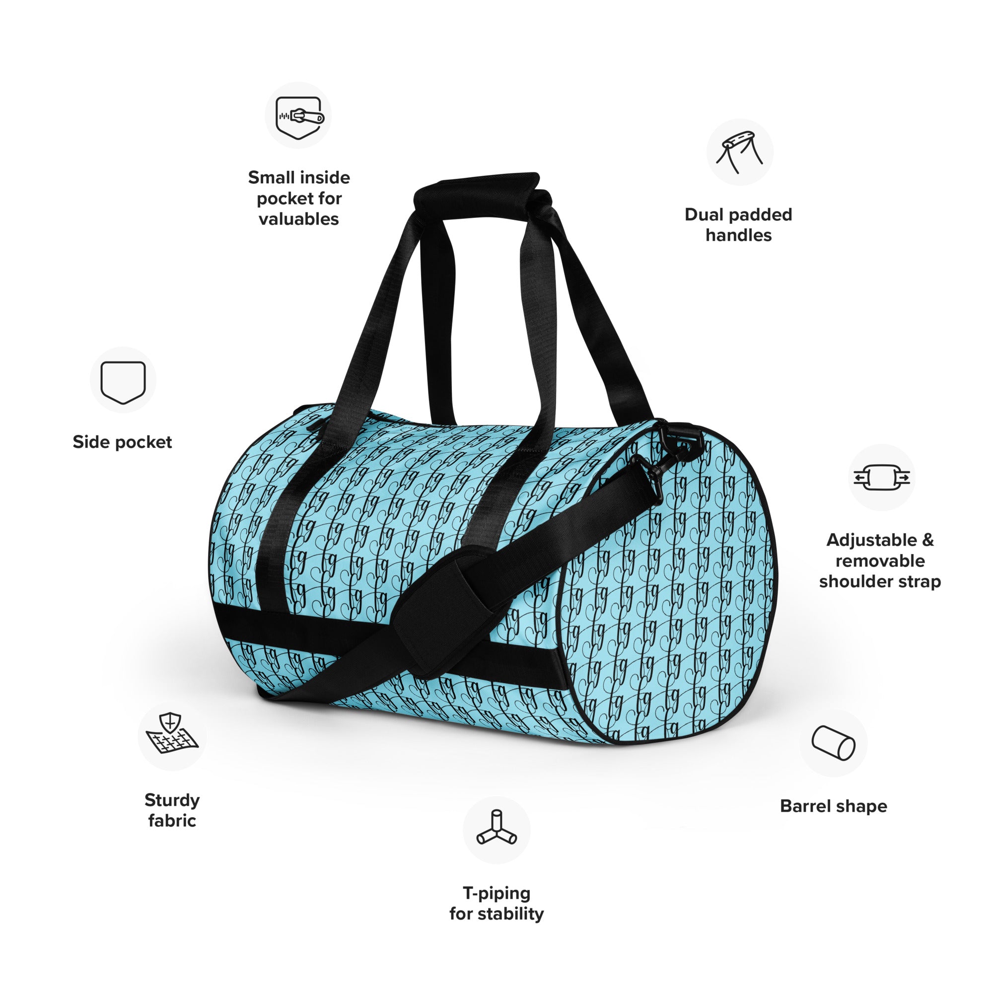 Blizzard Blue / Black FG Blocked Gym Bag - FleekGoddess