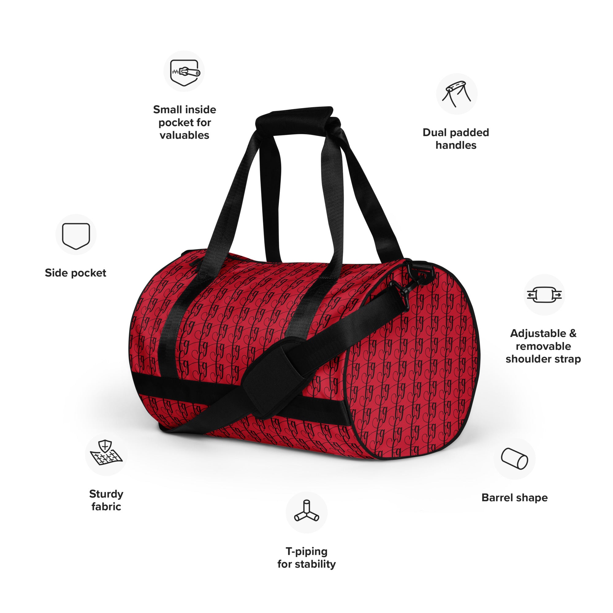 Red / Black FG Blocked Gym Bag - FleekGoddess