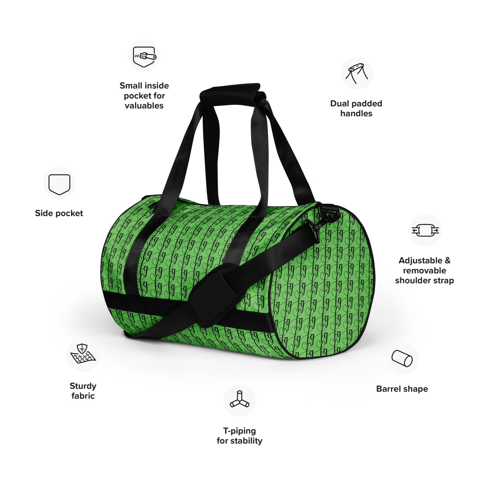 Mantis Green / Black FG Blocked Gym Bag - FleekGoddess