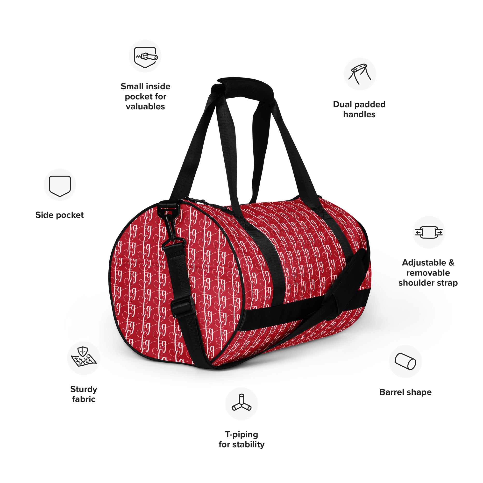Red / White FG Blocked Gym Bag - FleekGoddess