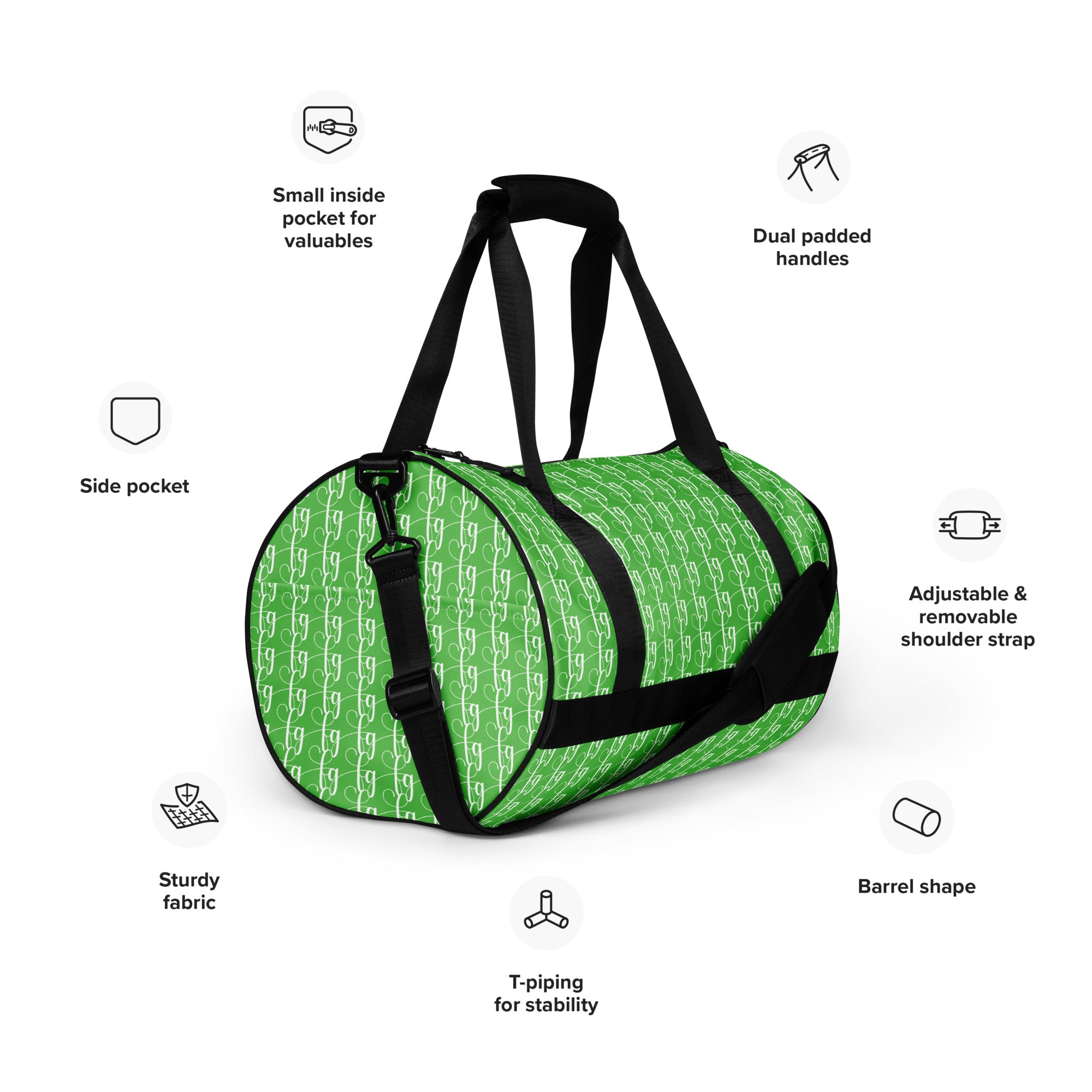 Mantis Green / White FG Blocked Gym Bag - FleekGoddess
