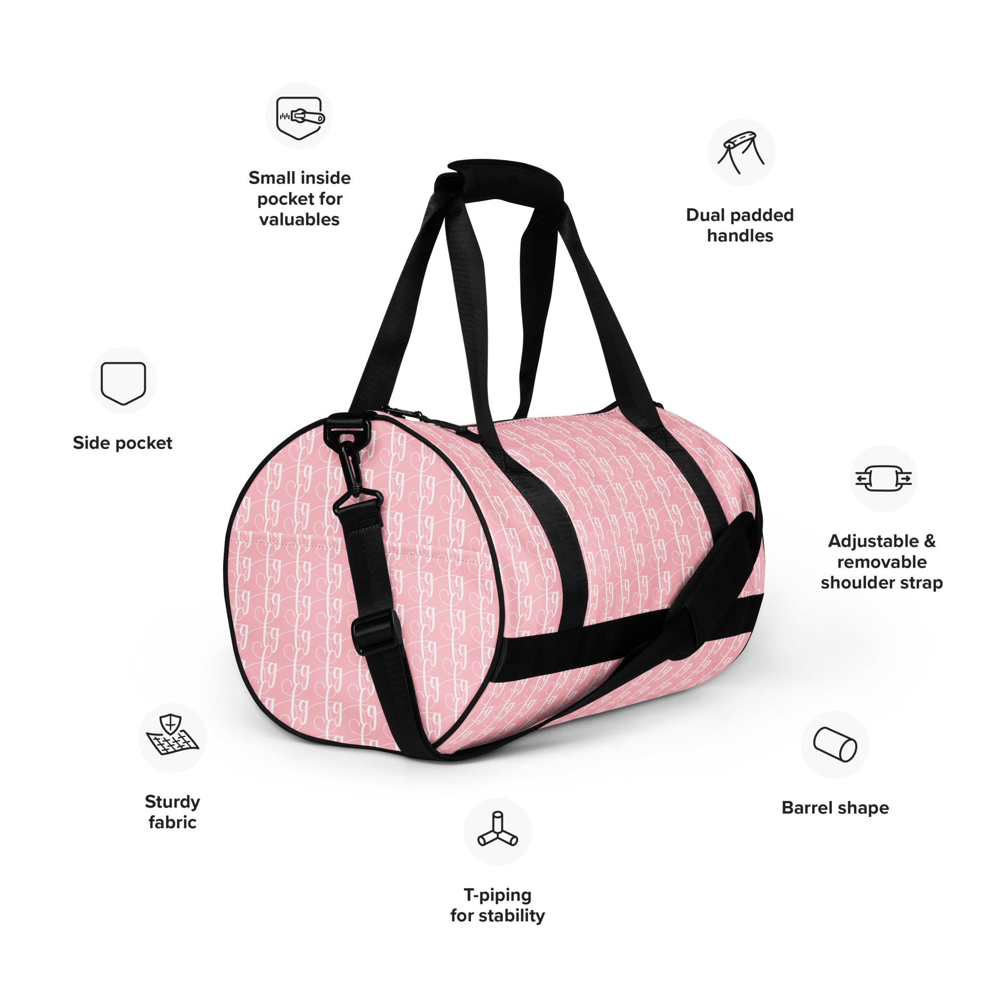 Pink / White FG Blocked Gym Bag - FleekGoddess