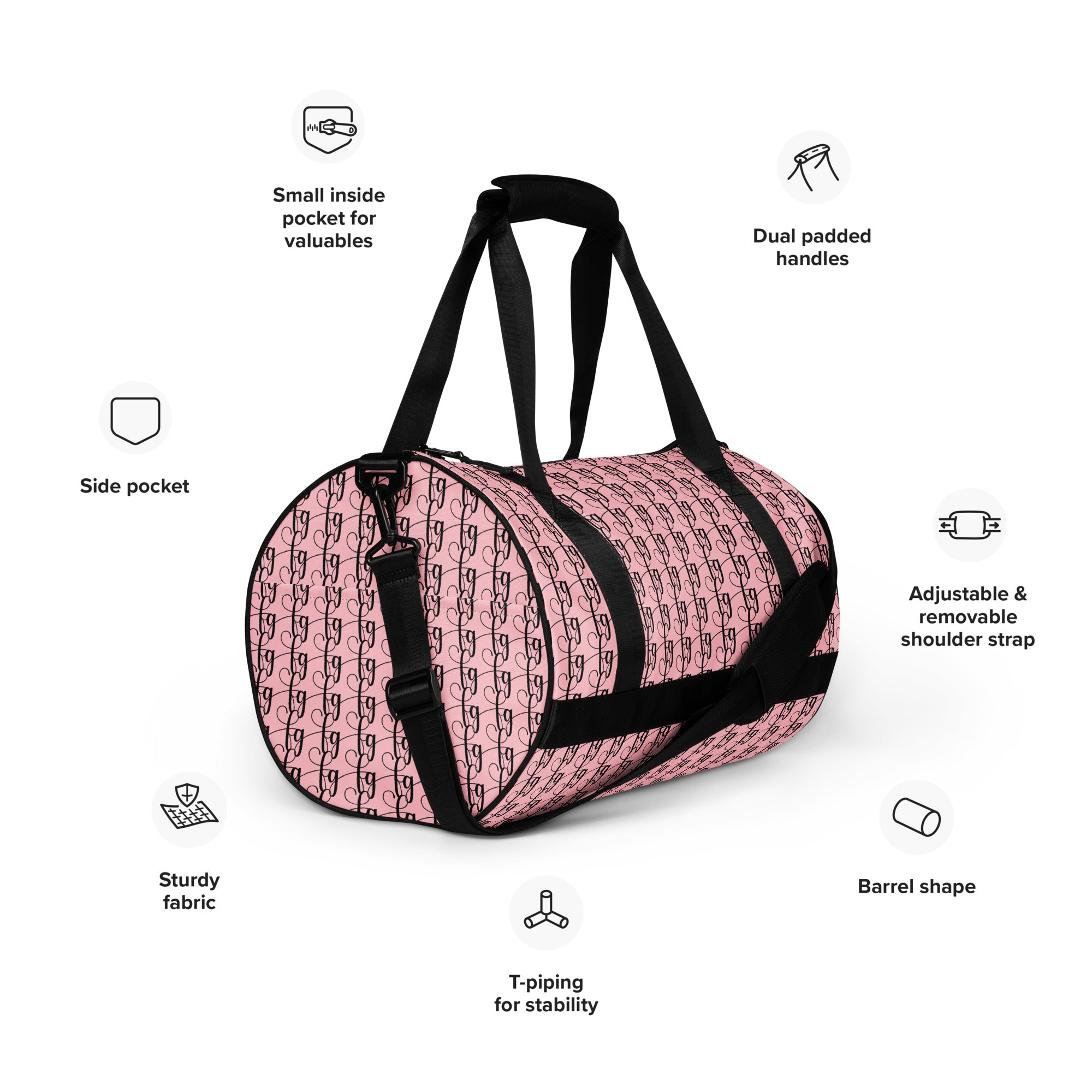 Pink / Black FG Blocked Gym Bag - FleekGoddess