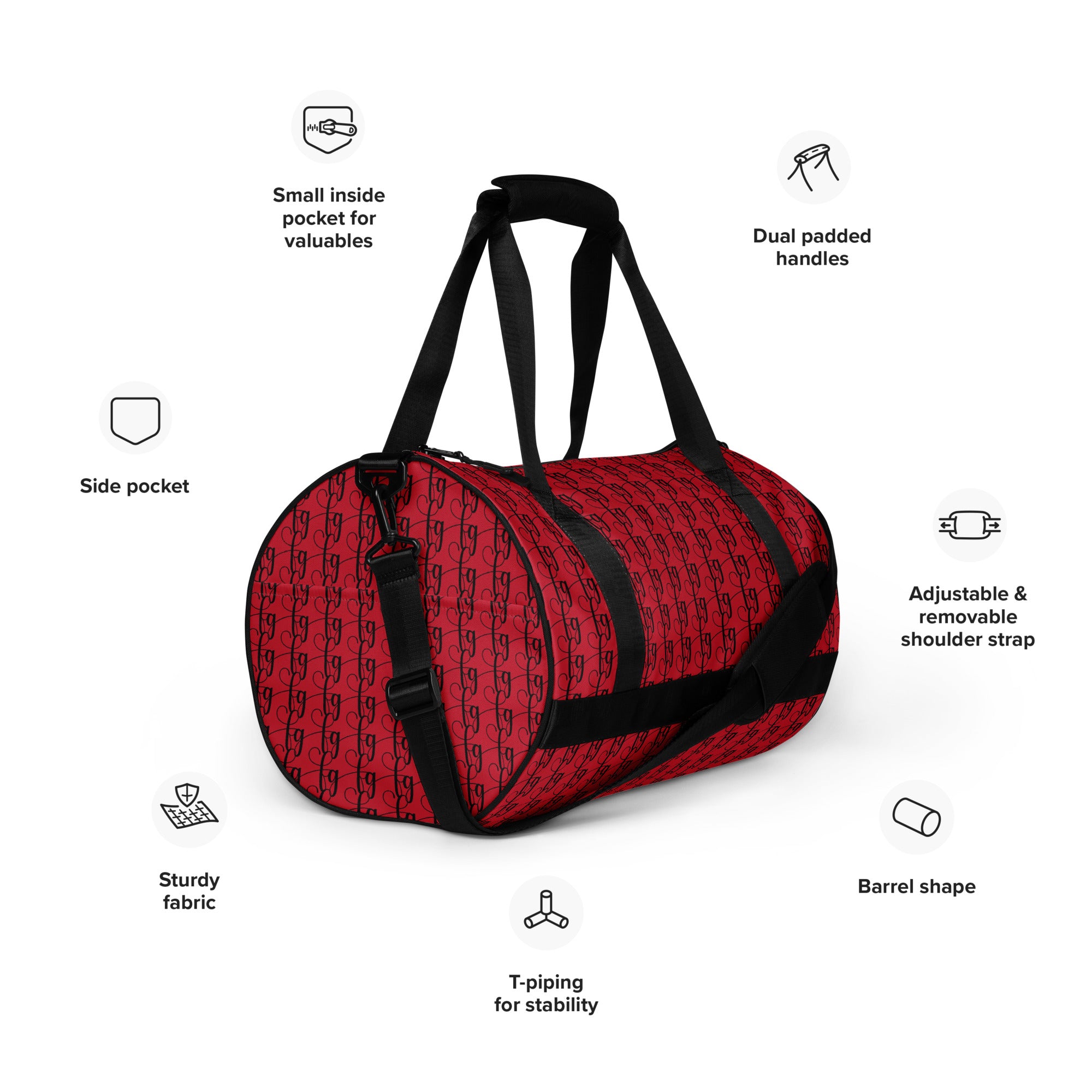Red / Black FG Blocked Gym Bag - FleekGoddess