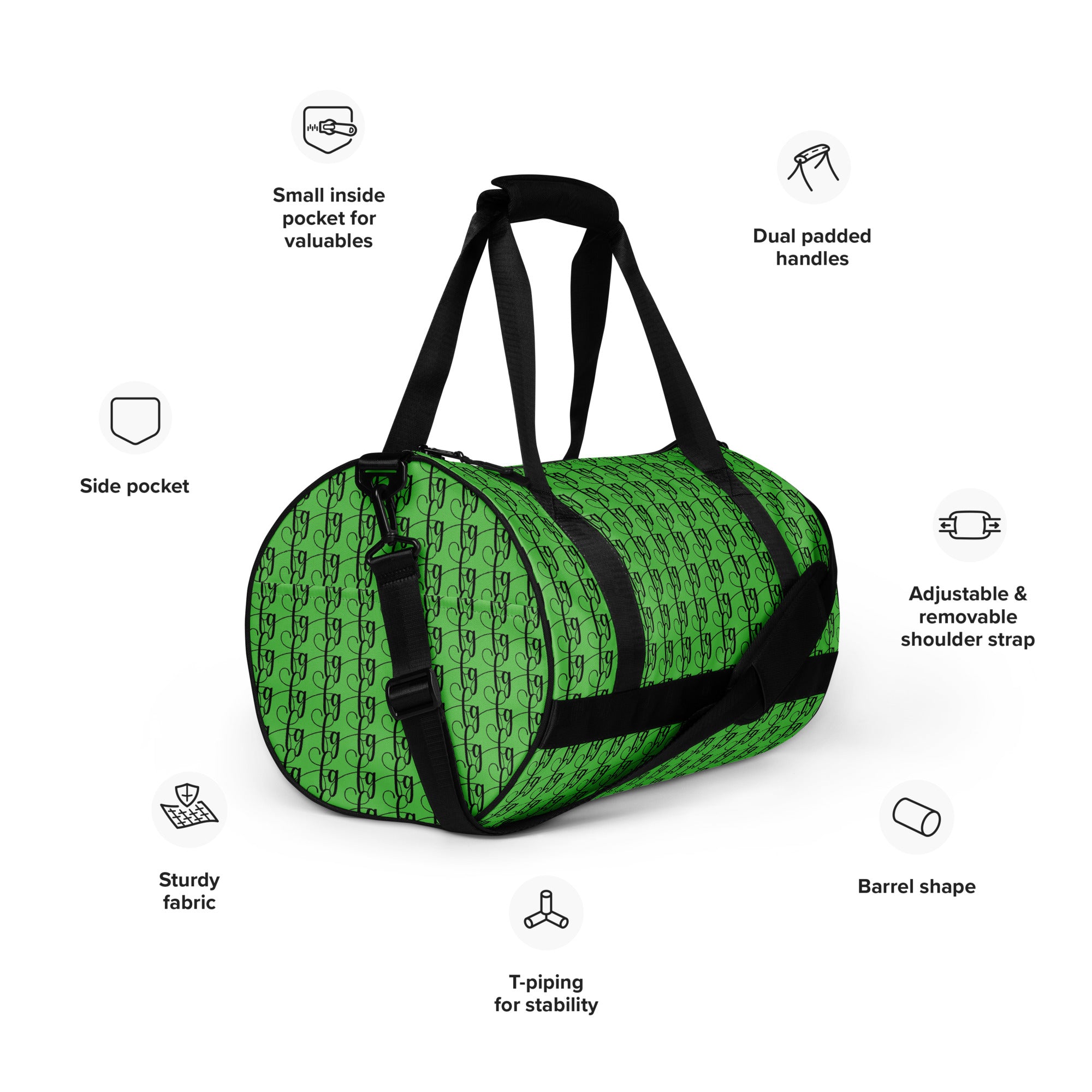 Mantis Green / Black FG Blocked Gym Bag - FleekGoddess