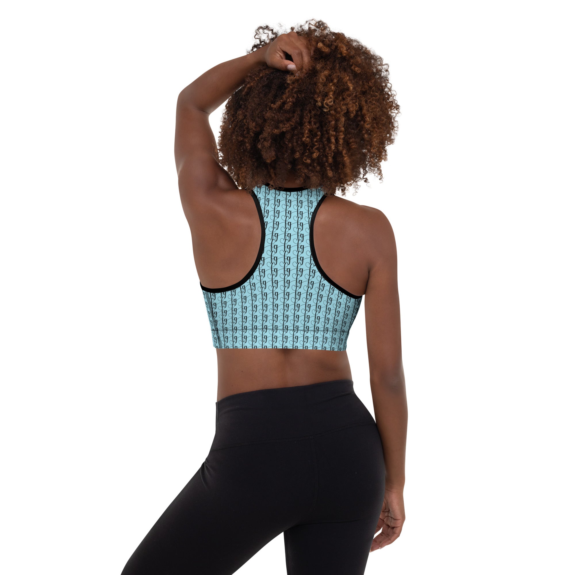 Blizzard Blue / Black FG Blocked Padded Sports Bra - FleekGoddess