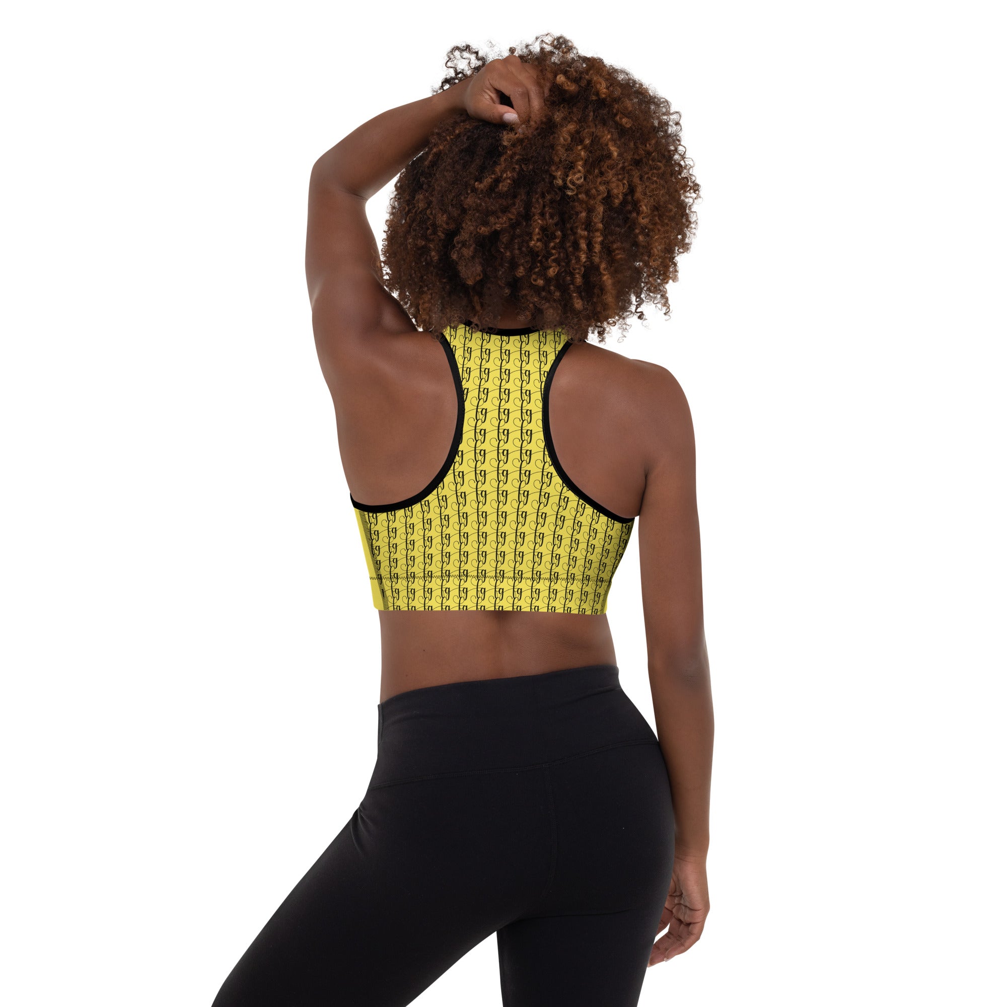 Paris Daisy Yellow FG Padded Sports Bra - FleekGoddess
