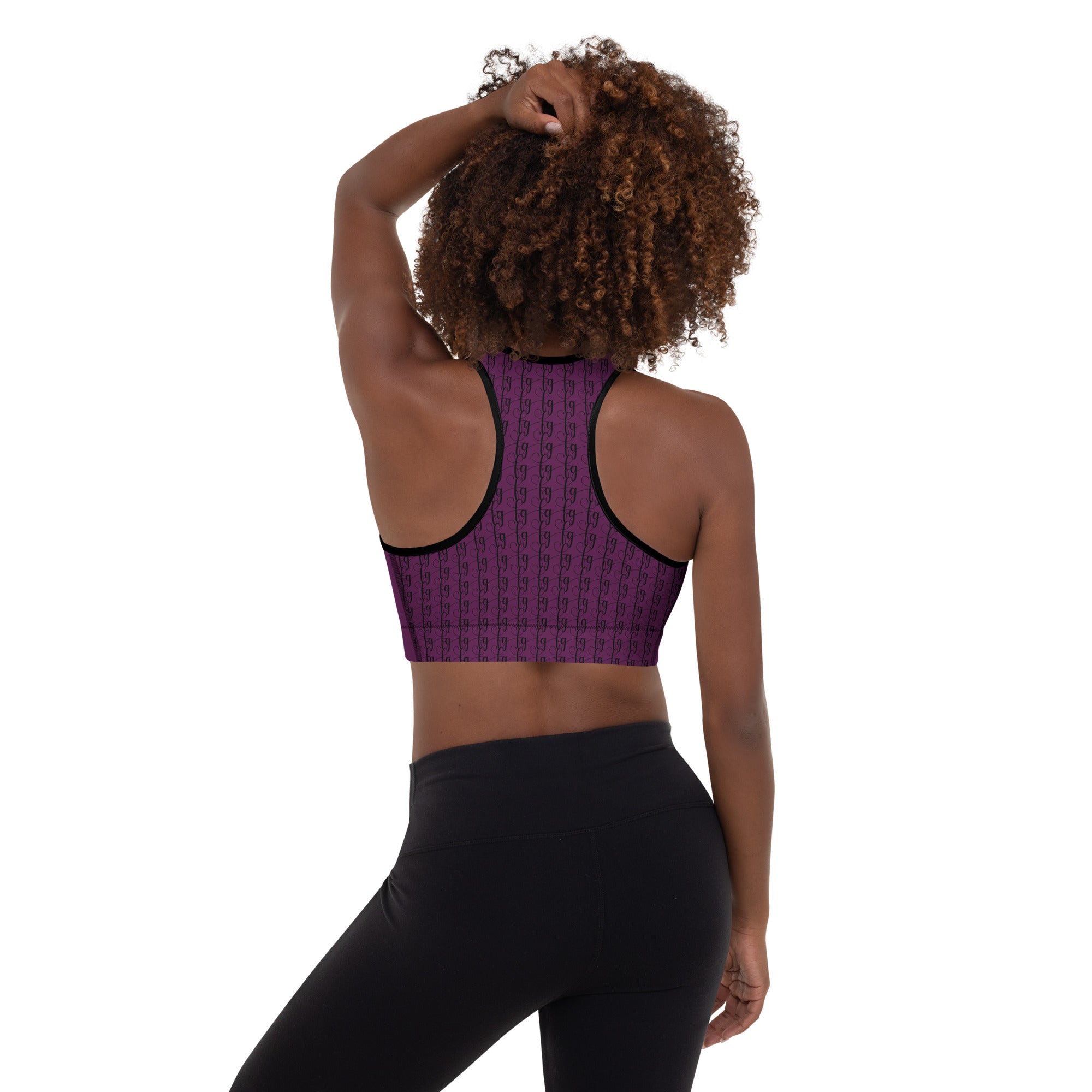 Tyrian Purple / Black FG Padded Sports Bra - FleekGoddess