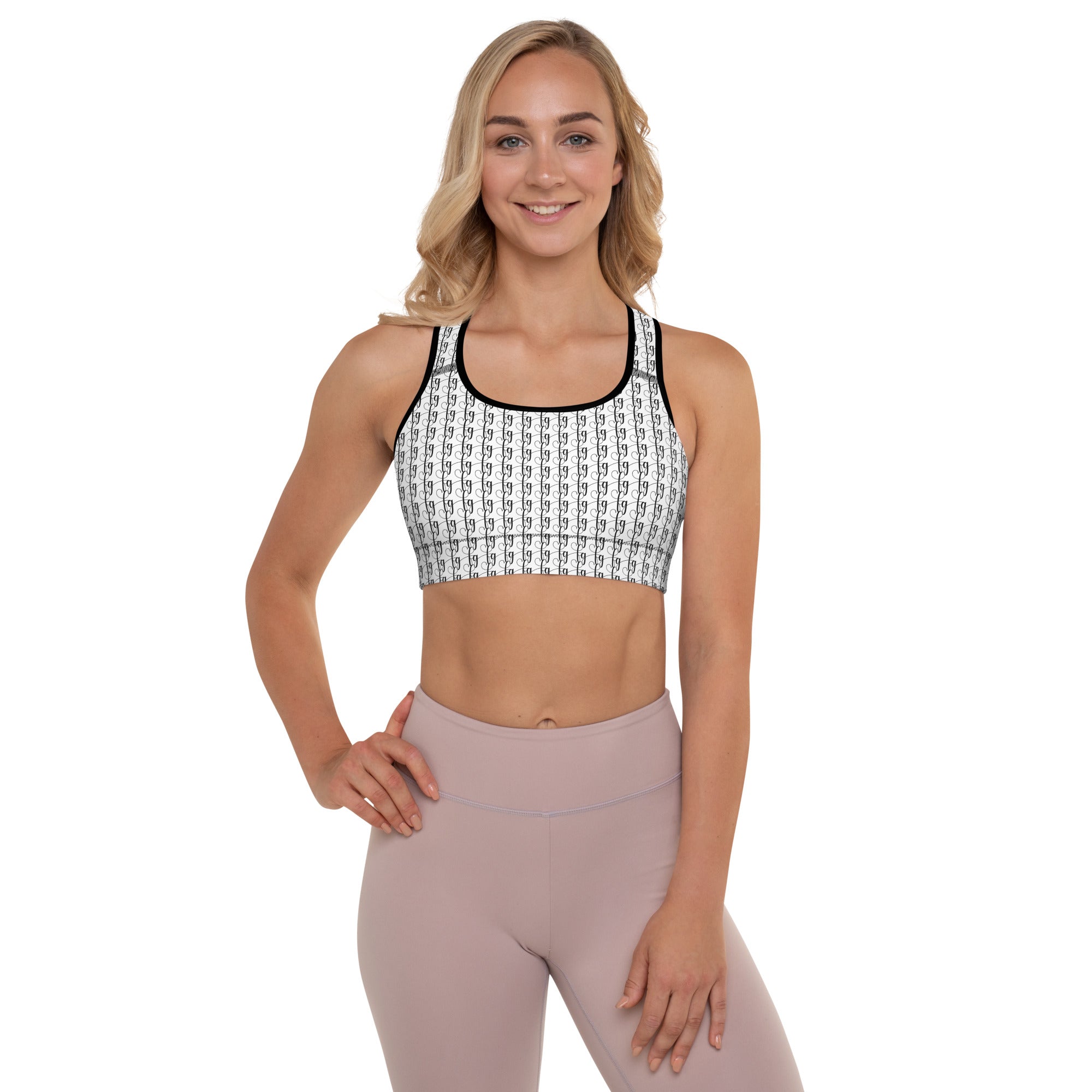 White / Black FG Blocked Padded Sports Bra - FleekGoddess
