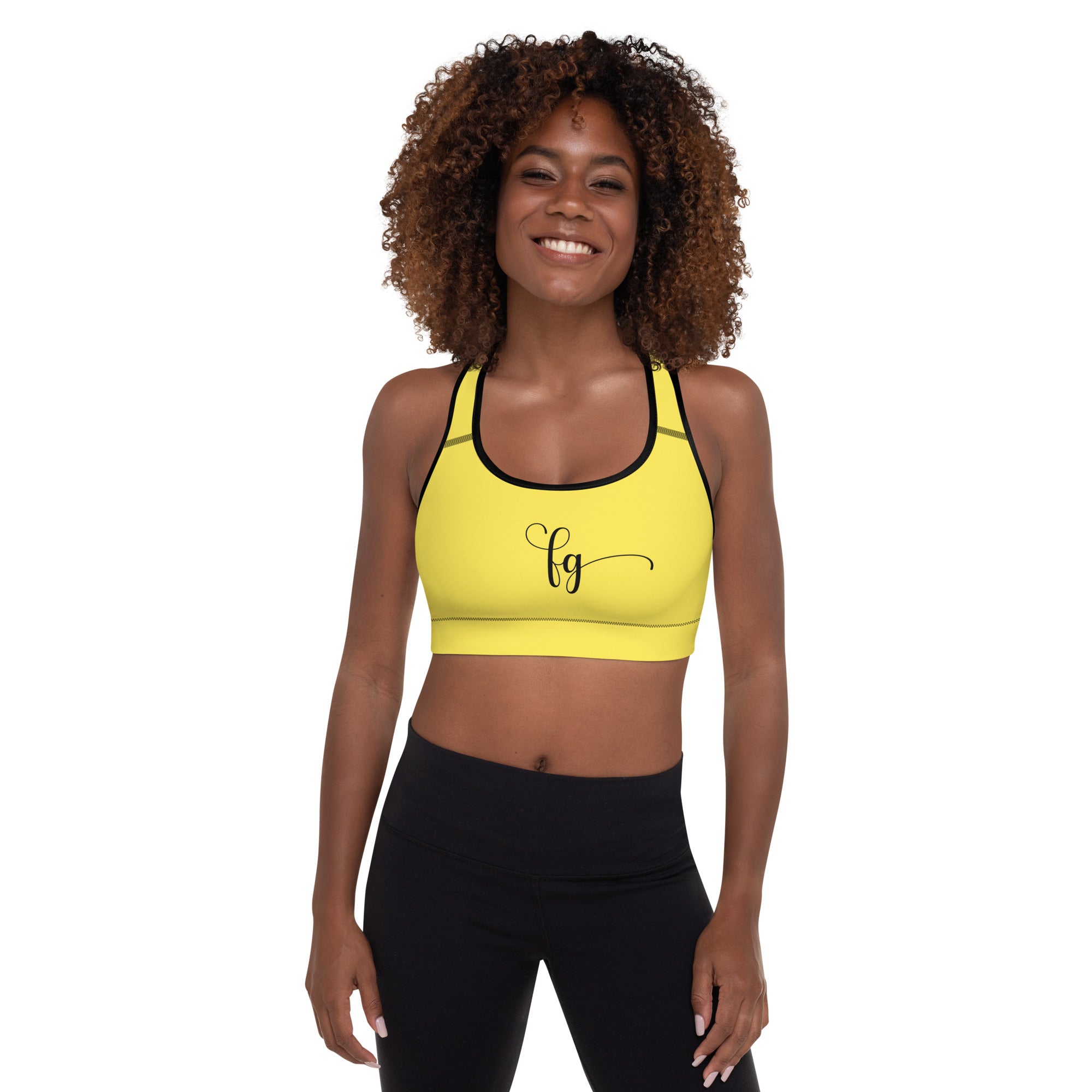 Paris Daisy Yellow FG Padded Sports Bra - FleekGoddess