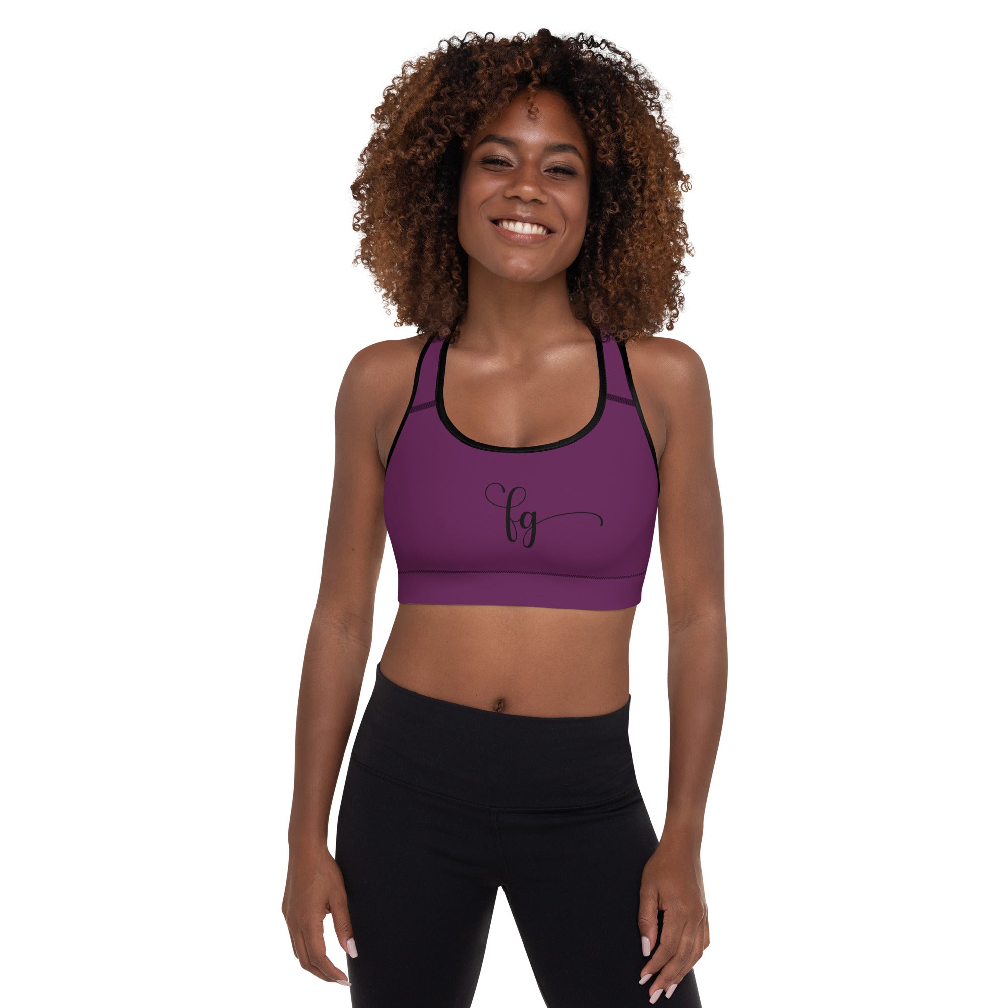 Tyrian Purple / Black FG Padded Sports Bra - FleekGoddess