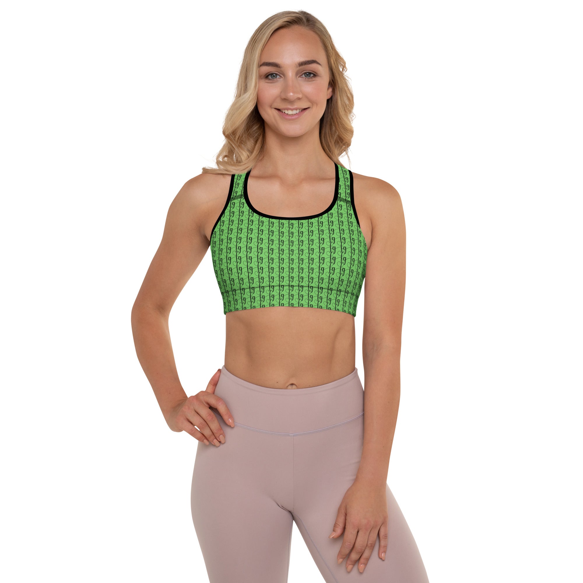 Mantis Green / Black FG Blocked Padded Sports Bra - FleekGoddess