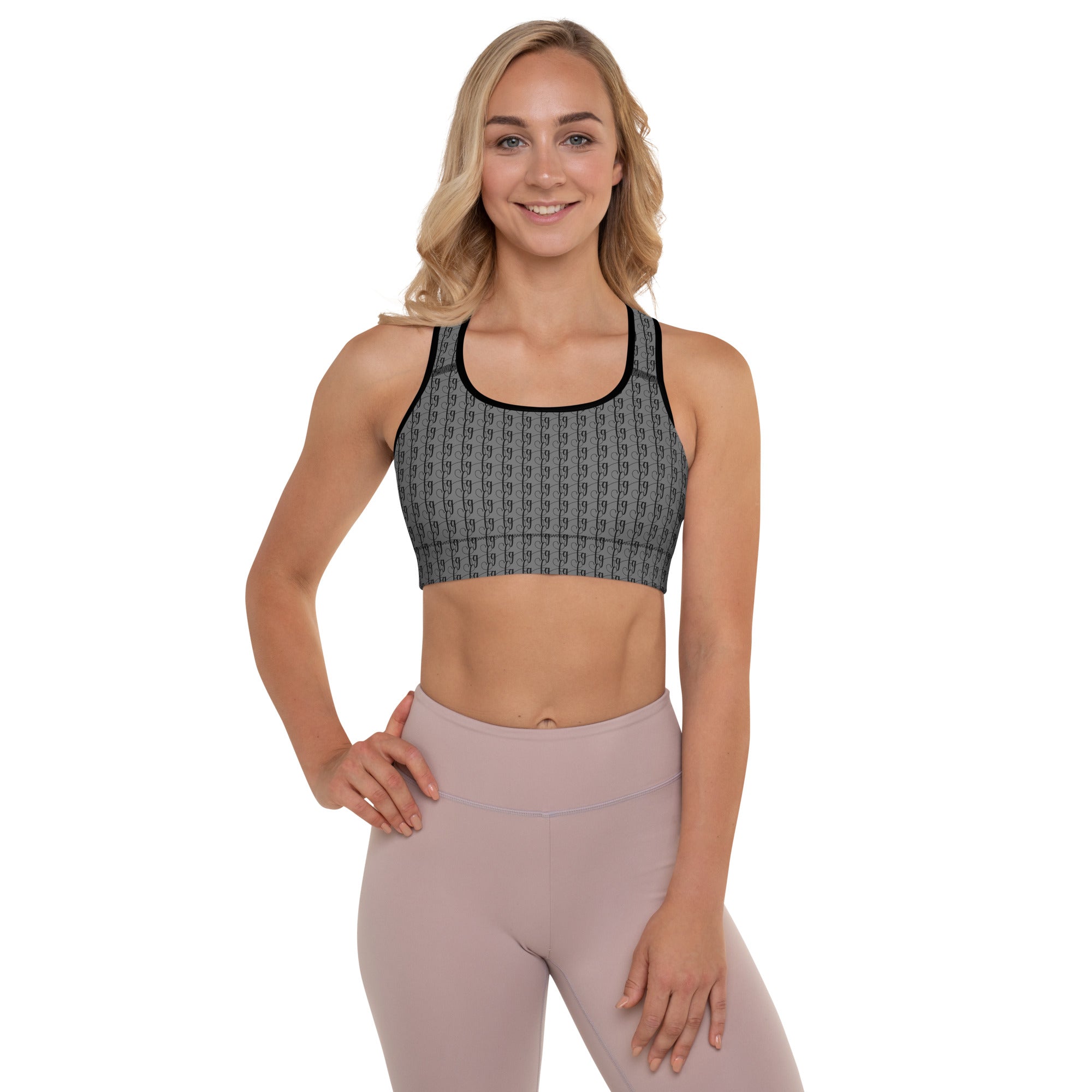 Gray / Black FG Blocked Padded Sports Bra - FleekGoddess