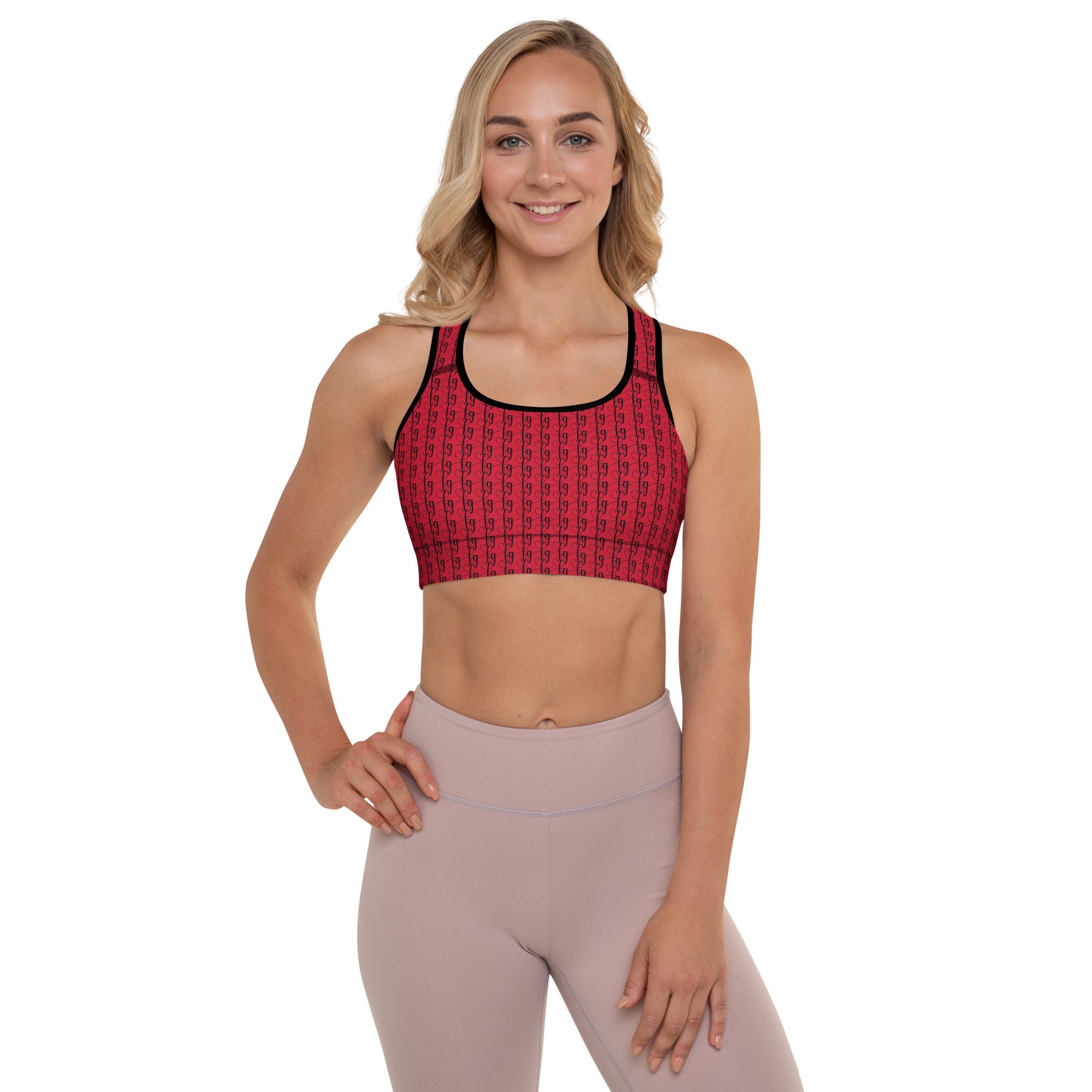 Red / Black FG Blocked Padded Sports Bra - FleekGoddess