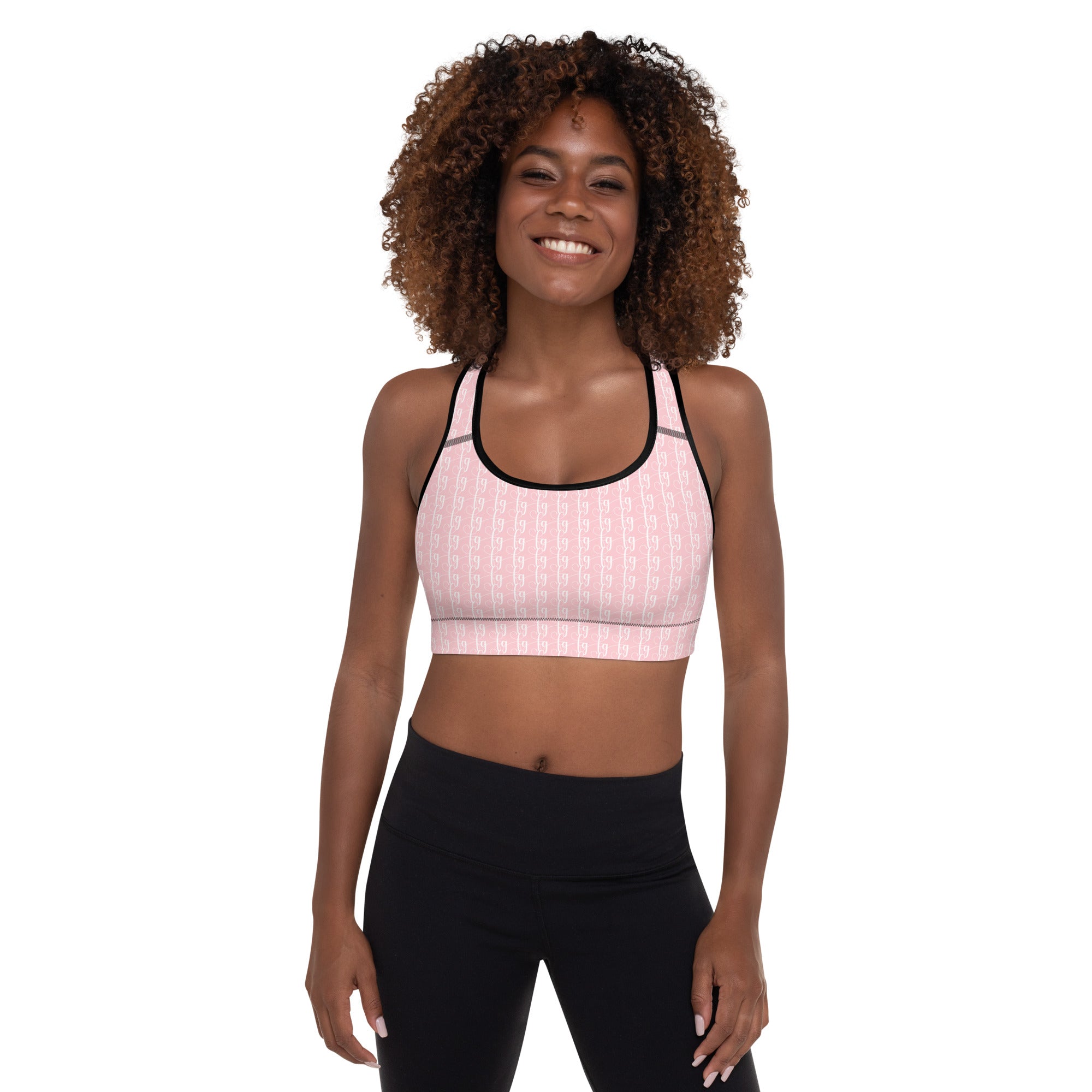 Pink / White FG Blocked Padded Sports Bra - FleekGoddess