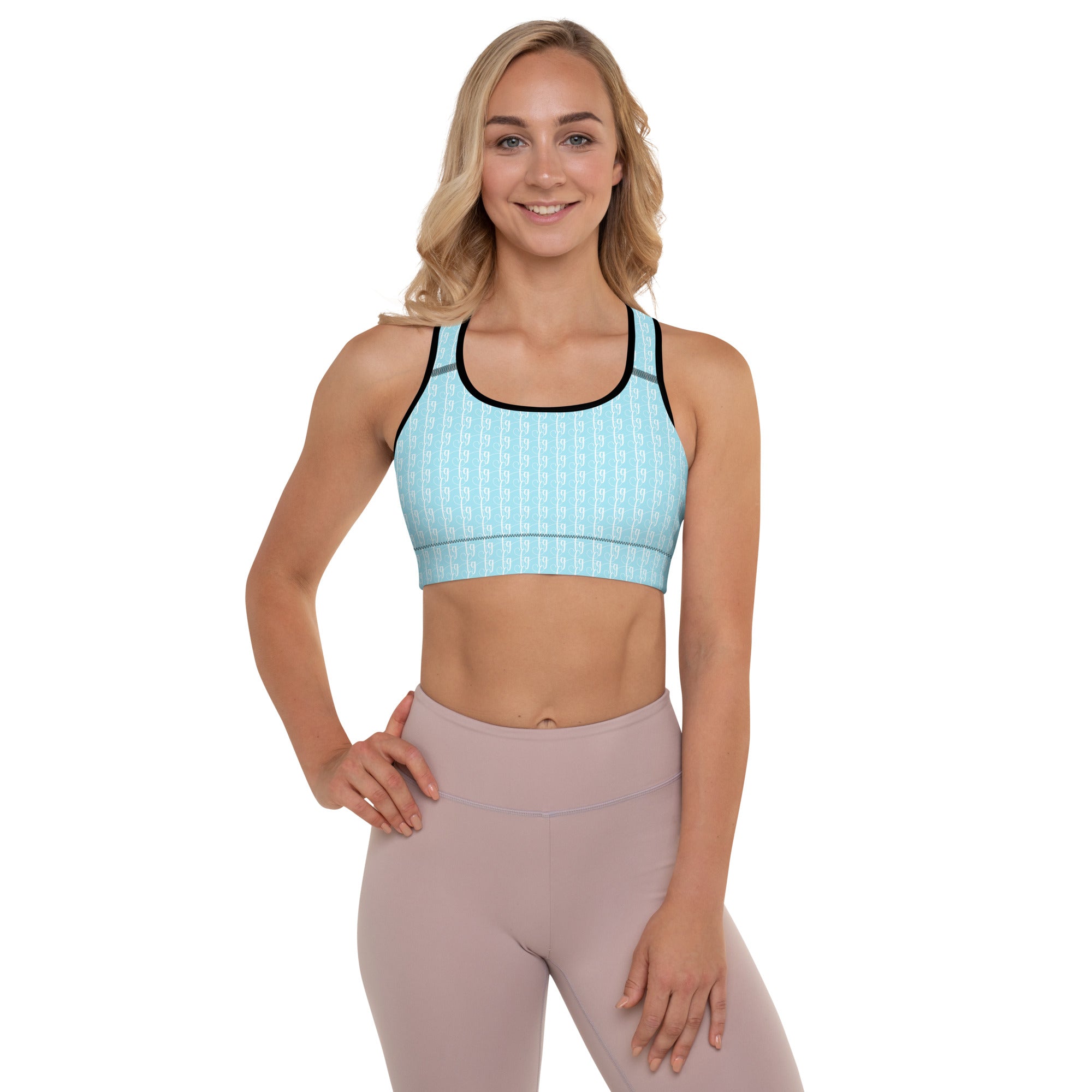 Blizzard Blue / White FG Blocked Padded Sports Bra - FleekGoddess