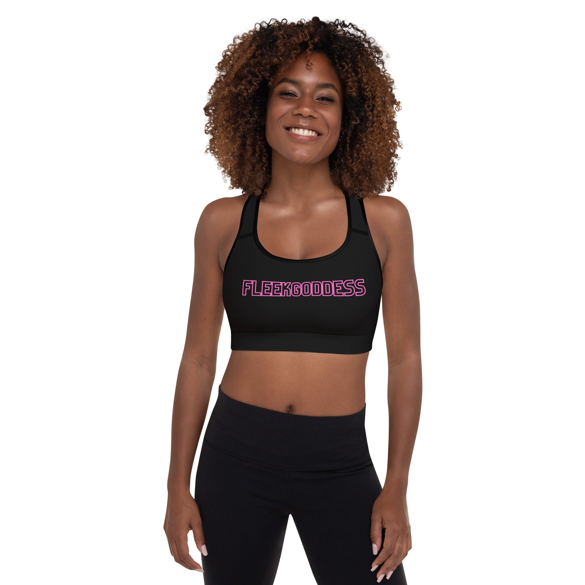 Black FleekGoddess Padded Sports Bra - FleekGoddess