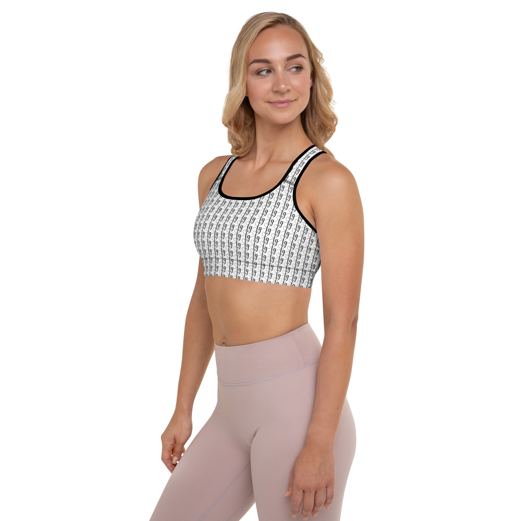 White / Black FG Blocked Padded Sports Bra - FleekGoddess