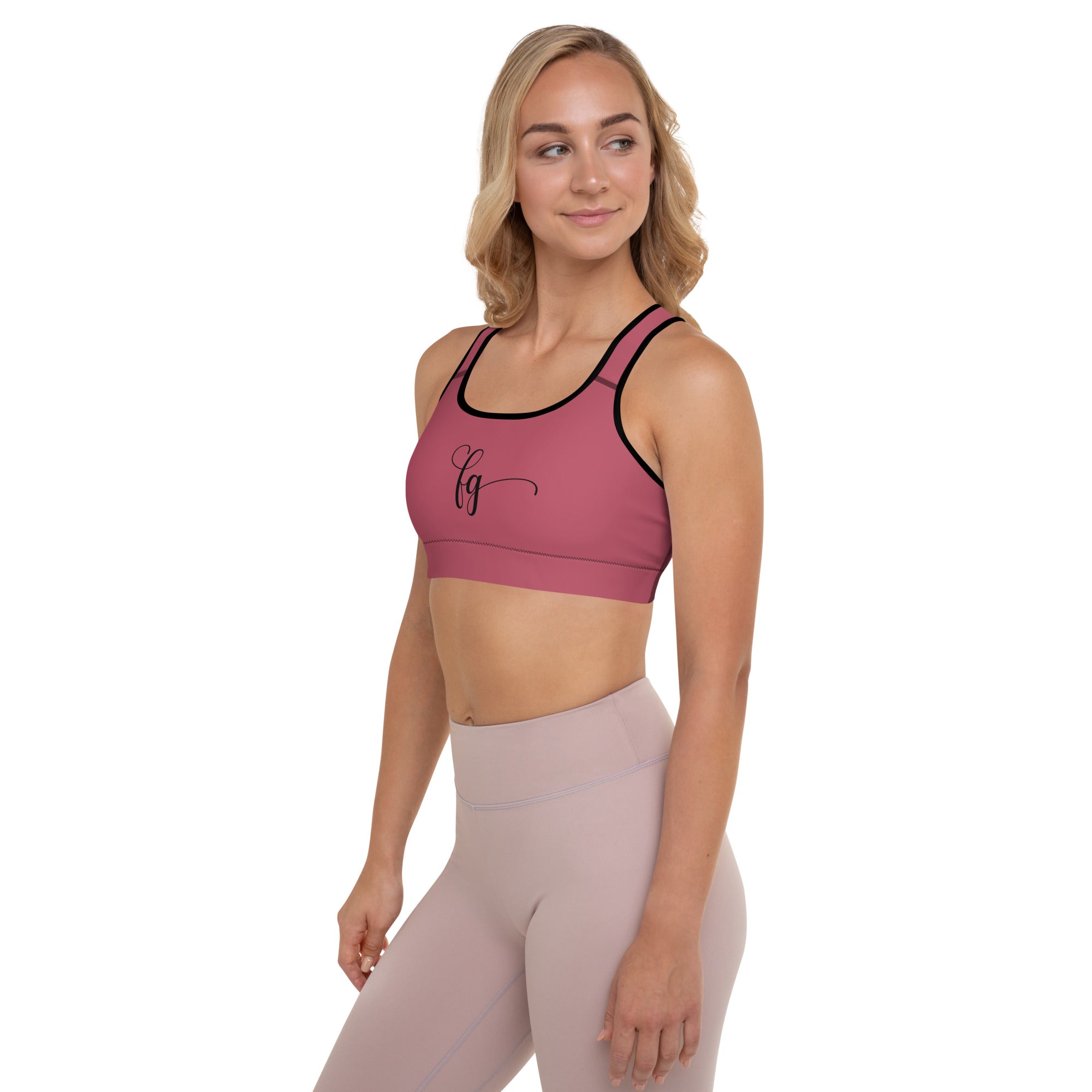 Hippie Pink / Black FG Padded Sports Bra - FleekGoddess