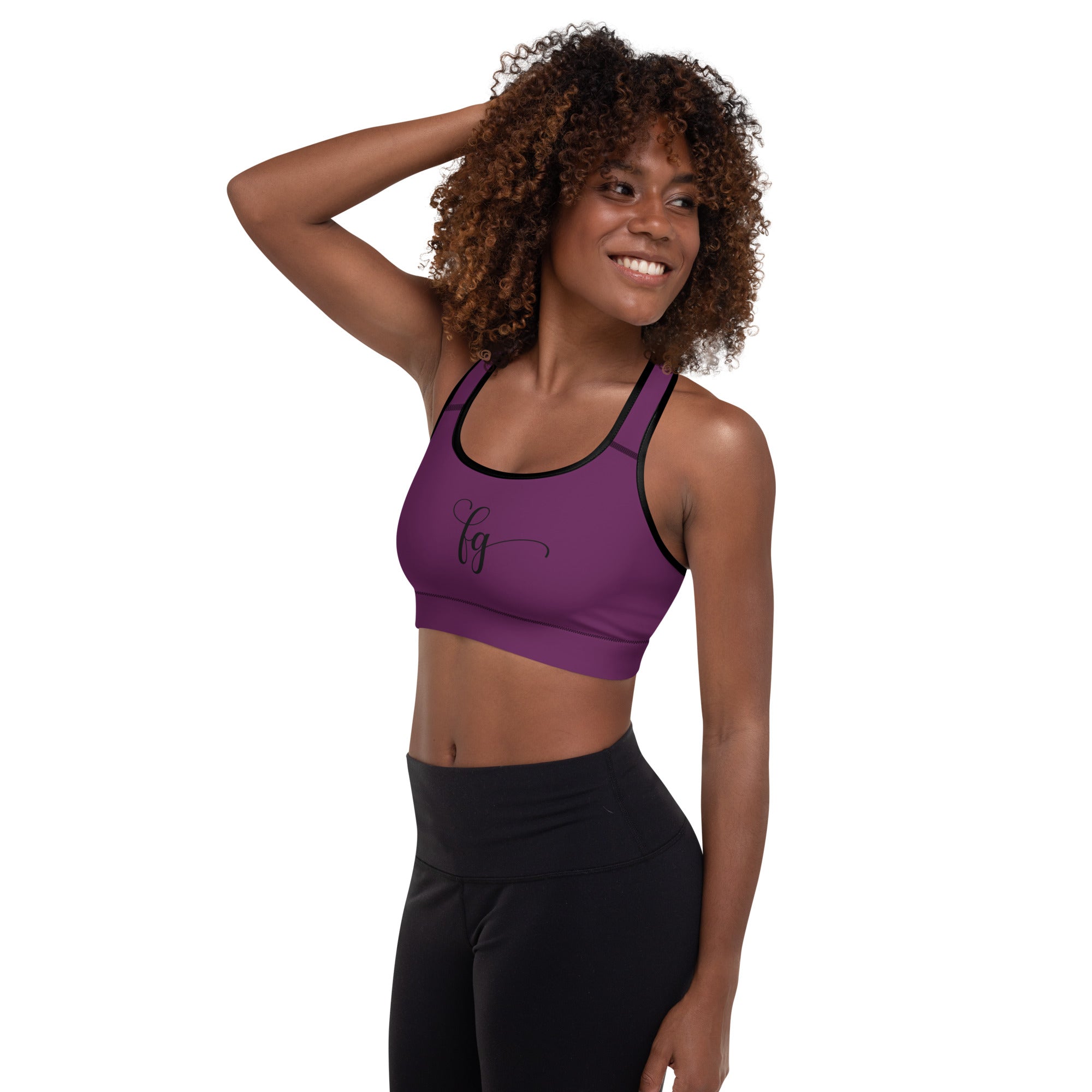 Tyrian Purple / Black FG Padded Sports Bra - FleekGoddess