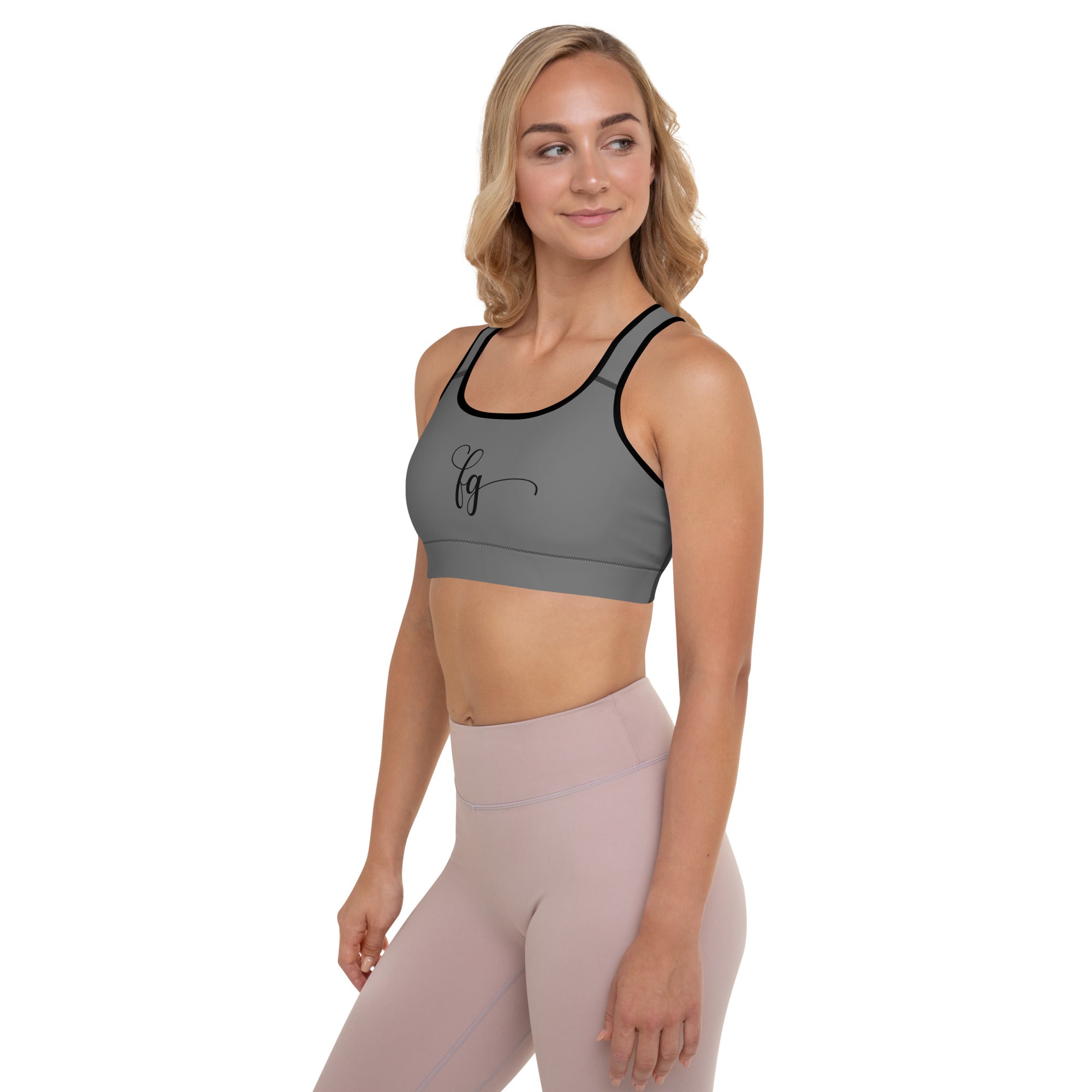 Gray / Black FG Padded Sports Bra - FleekGoddess