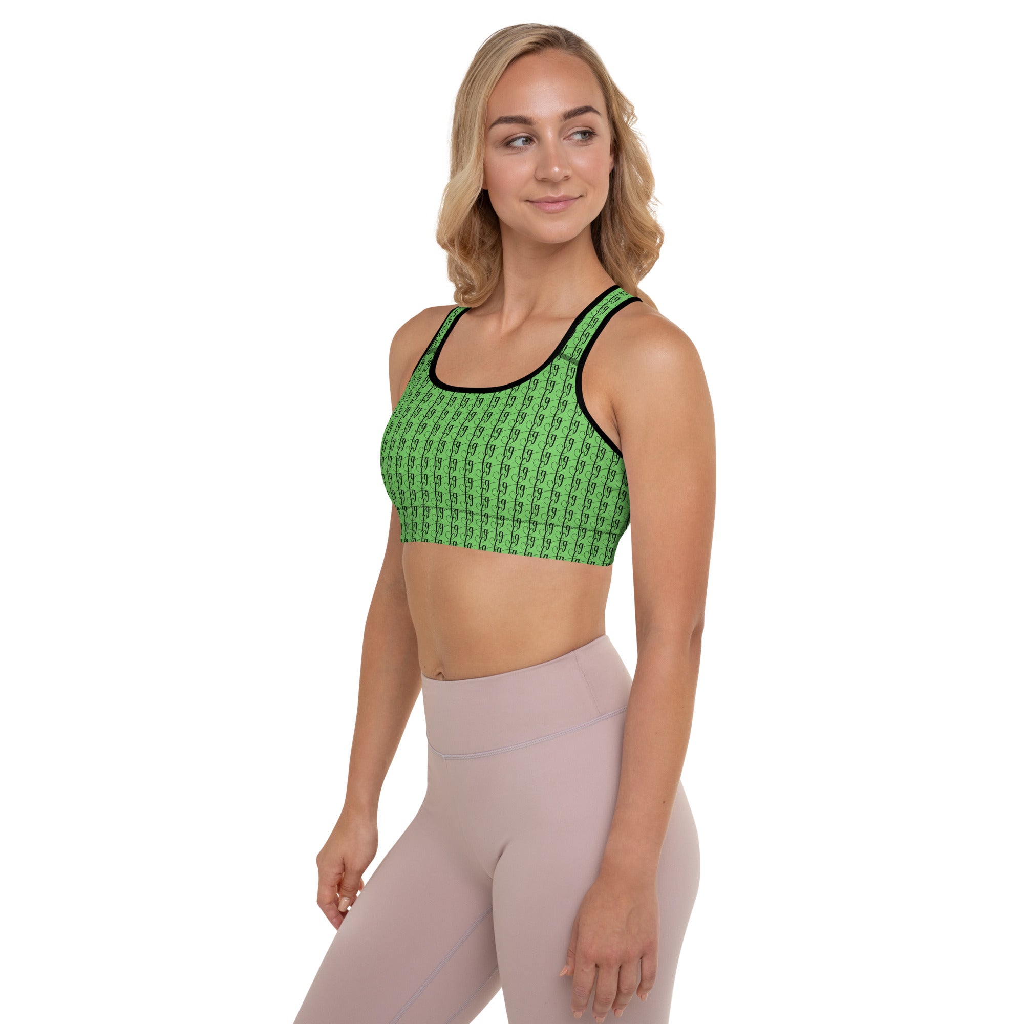 Mantis Green / Black FG Blocked Padded Sports Bra - FleekGoddess