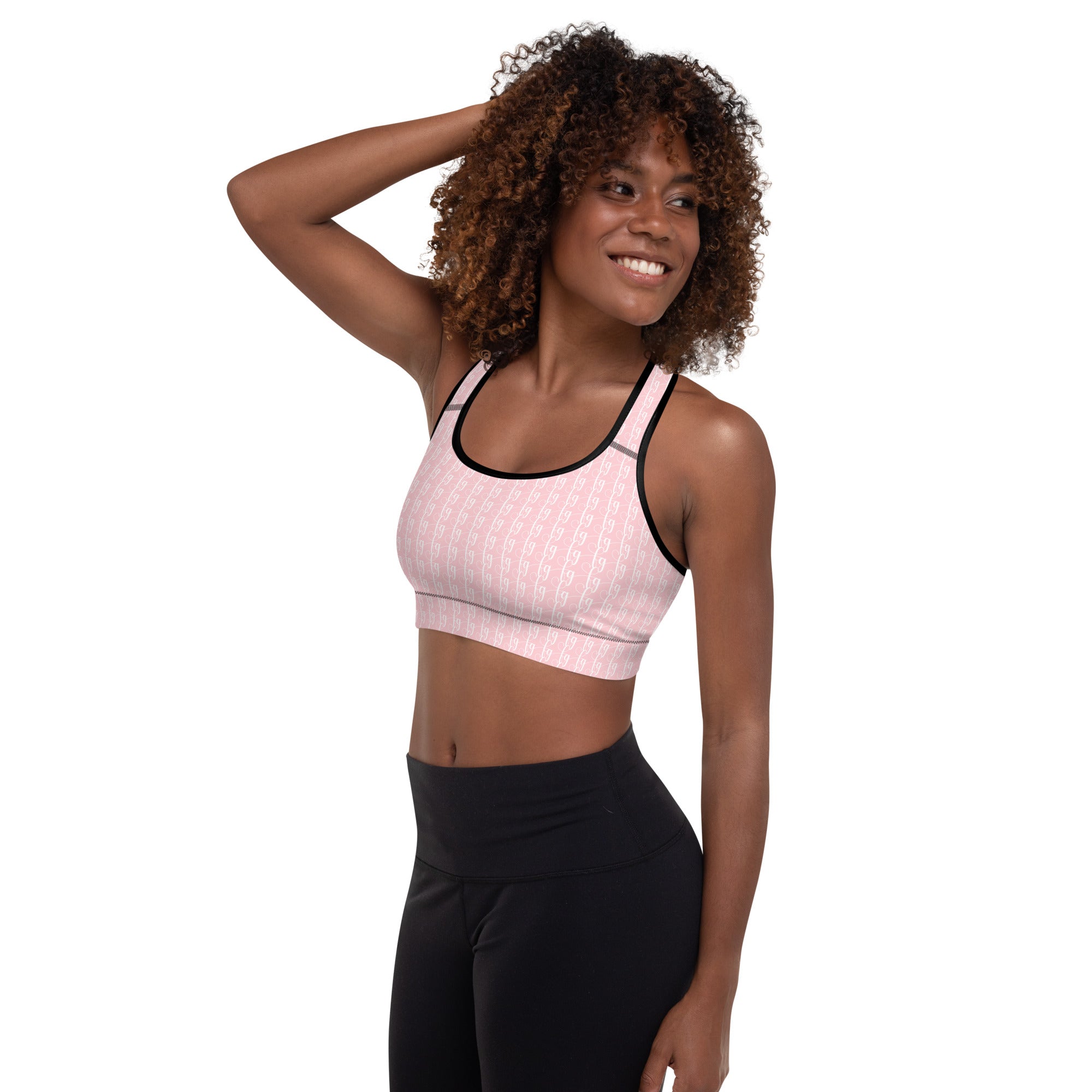 Pink / White FG Blocked Padded Sports Bra - FleekGoddess