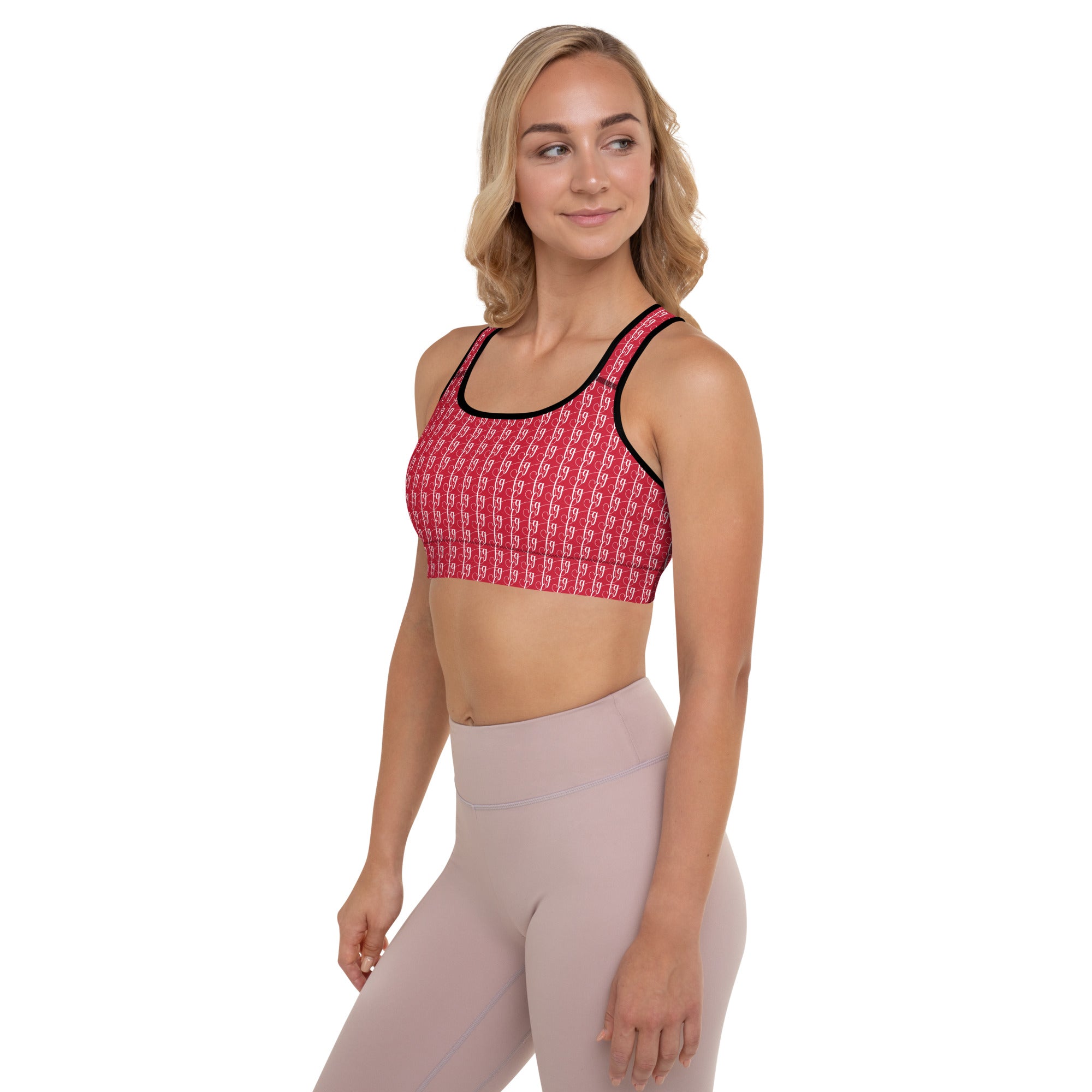 Red / White FG Blocked Padded Sports Bra - FleekGoddess