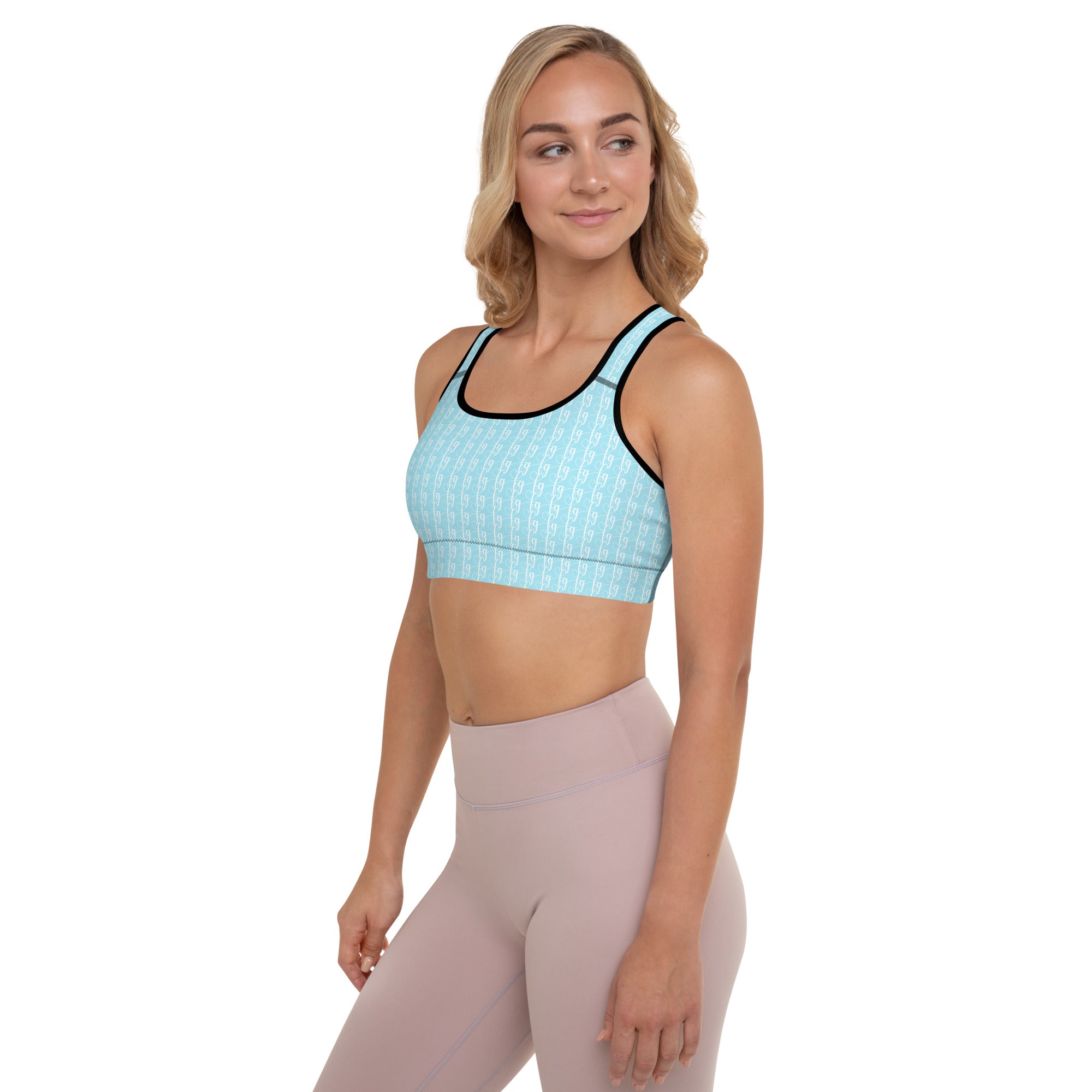 Blizzard Blue / White FG Blocked Padded Sports Bra - FleekGoddess