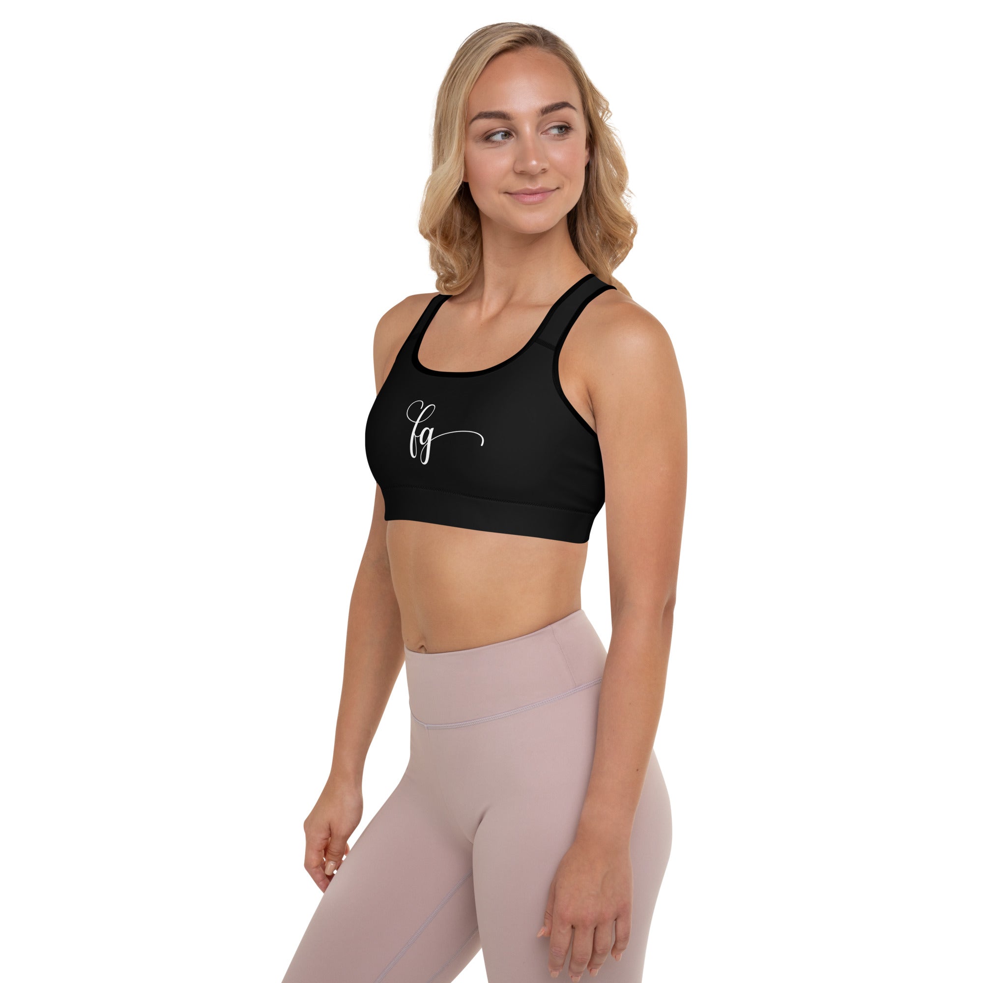 Black / White FG Padded Sports Bra - FleekGoddess