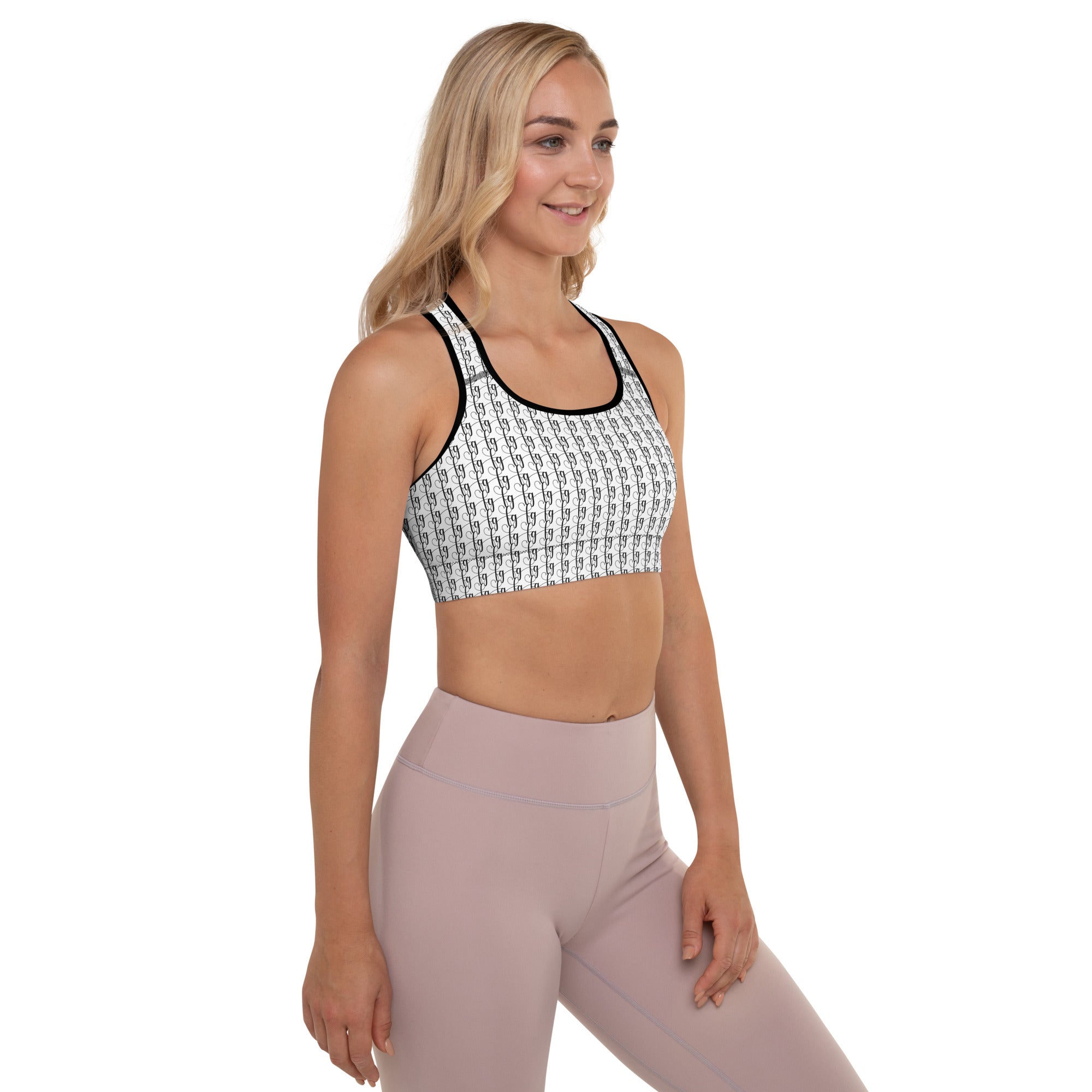 White / Black FG Blocked Padded Sports Bra - FleekGoddess
